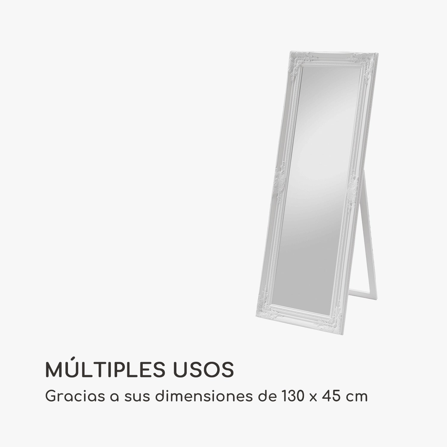 Ashford Espejo cuerpo entero marco de madera maciza rectangular 130 x 45 cm  