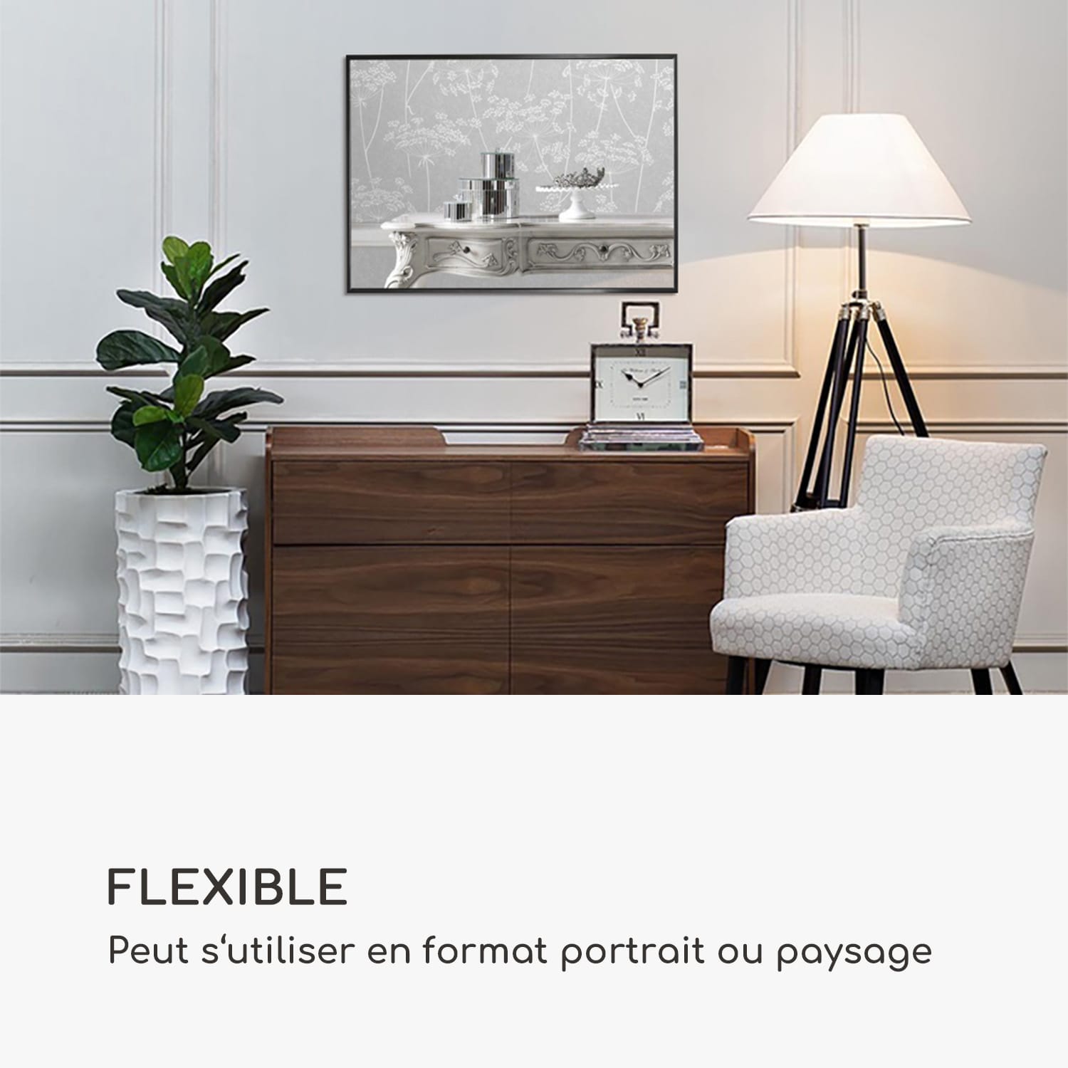 Croxley miroir mural cadre métallique rectangulaire 70 x 50 cm