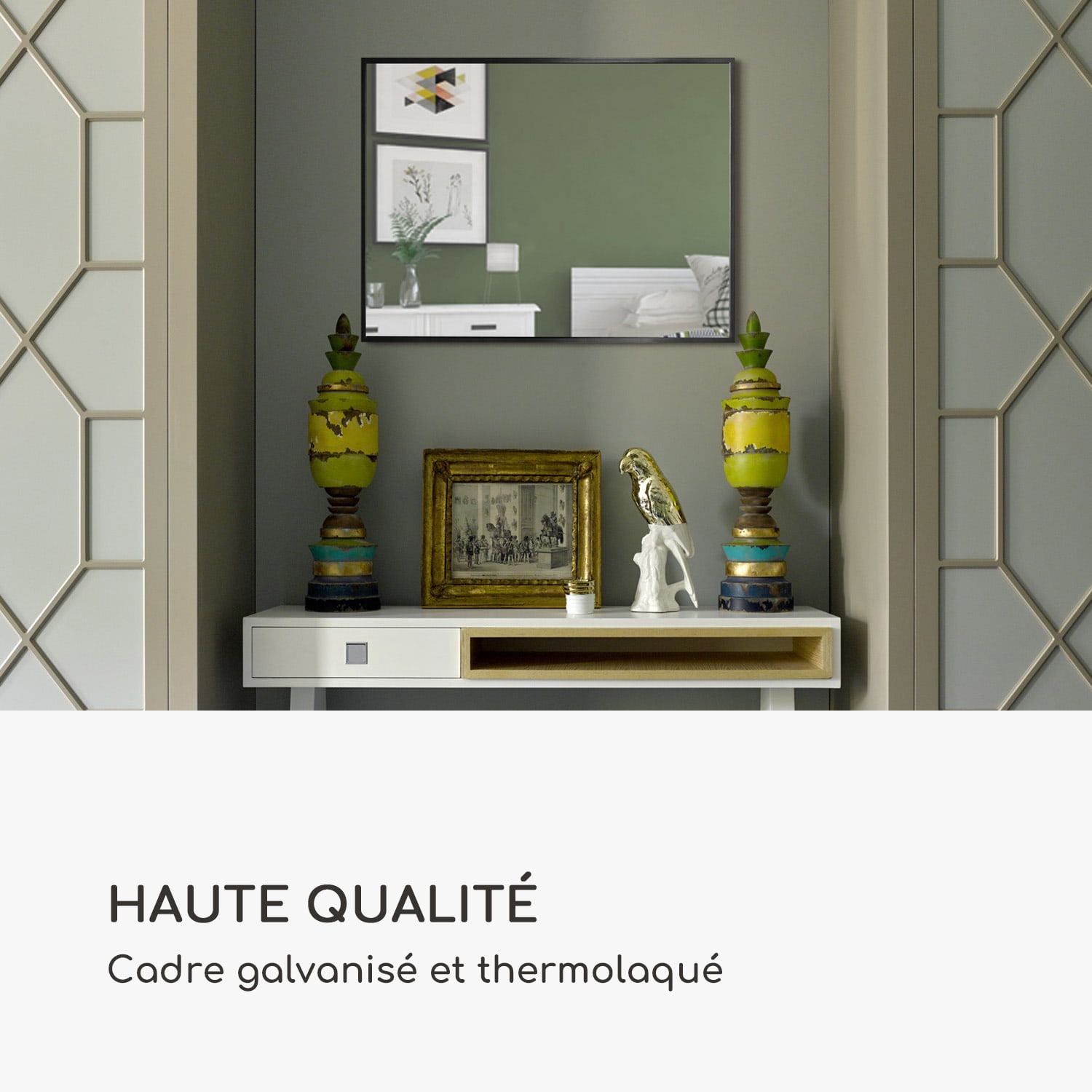 Croxley miroir mural cadre métallique rectangulaire 70 x 50 cm