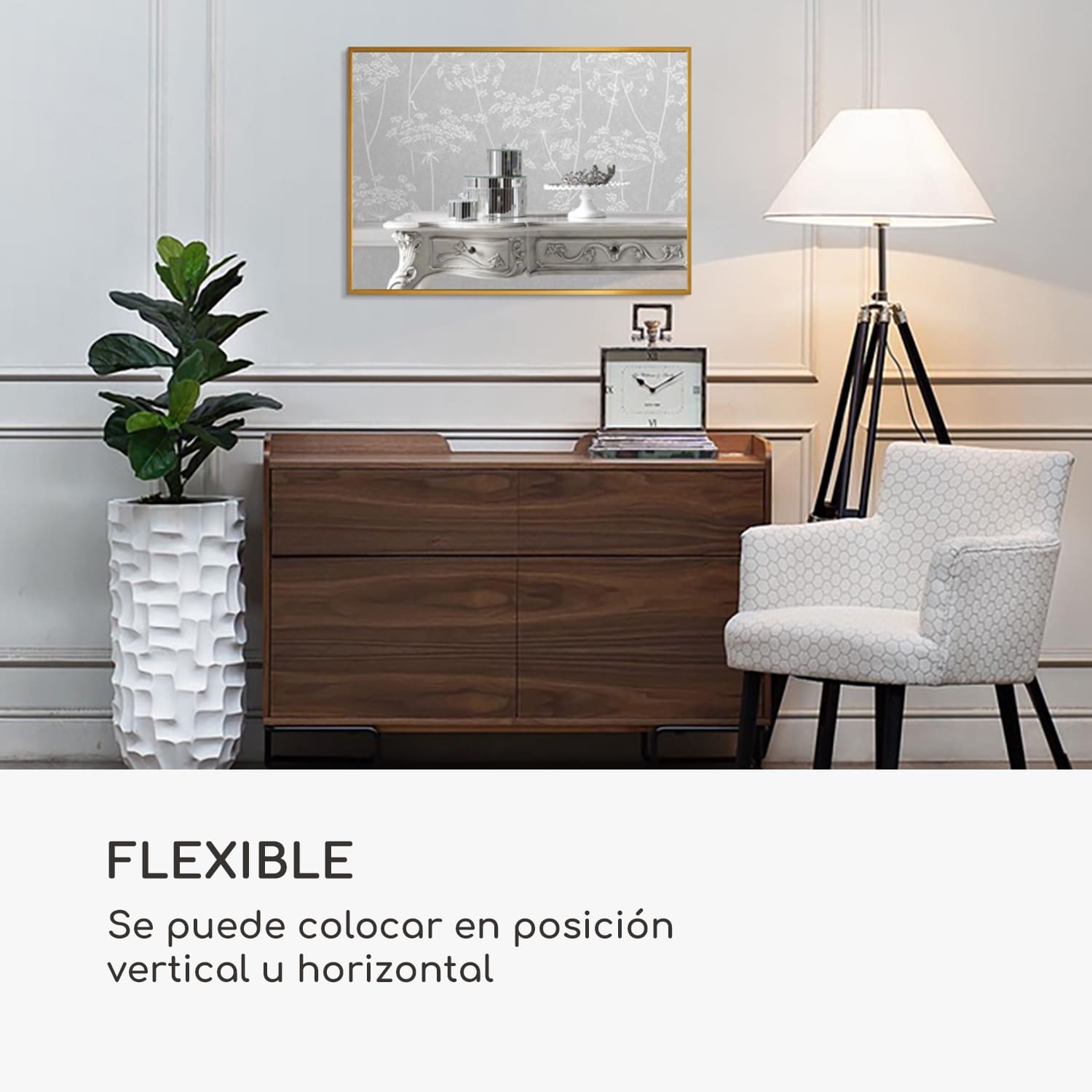Espejo de pared Croxley Marco metálico Rectangular 70 x 50 cm Oro