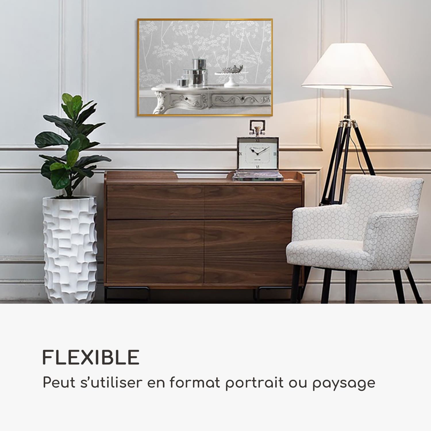 Croxley miroir mural cadre métallique rectangulaire 70 x 50 cm Doré