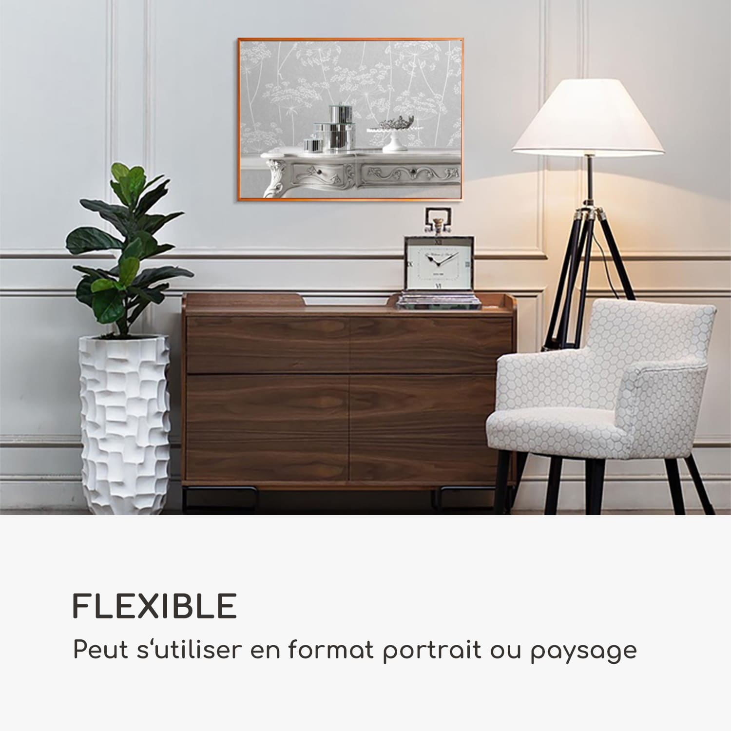 Croxley wandspiegel metalen lijst rechthoekig 70 x 50 cm Roségoud Metallic