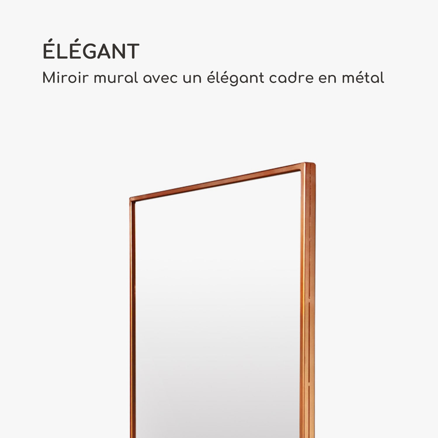 Croxley miroir mural cadre métallique rectangulaire 70 x 50 cm Or Rose Métallisé