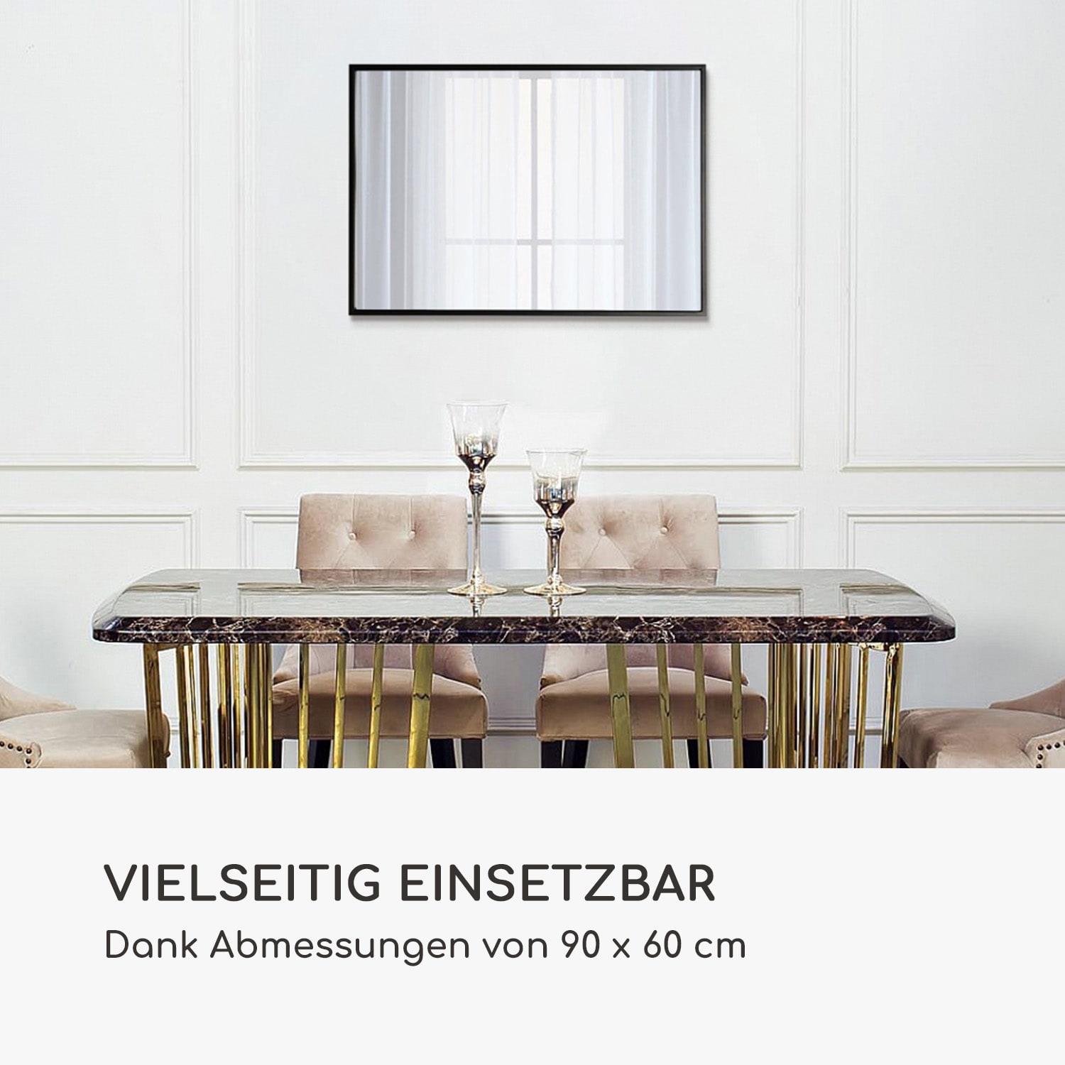 Croxley Wandspiegel Metallrahmen rechteckig 90 x 60 cm