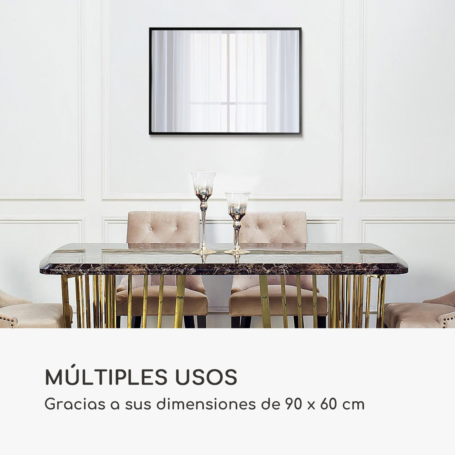 Espejo de pared Croxley Marco metálico Rectangular 90 x 60 cm  