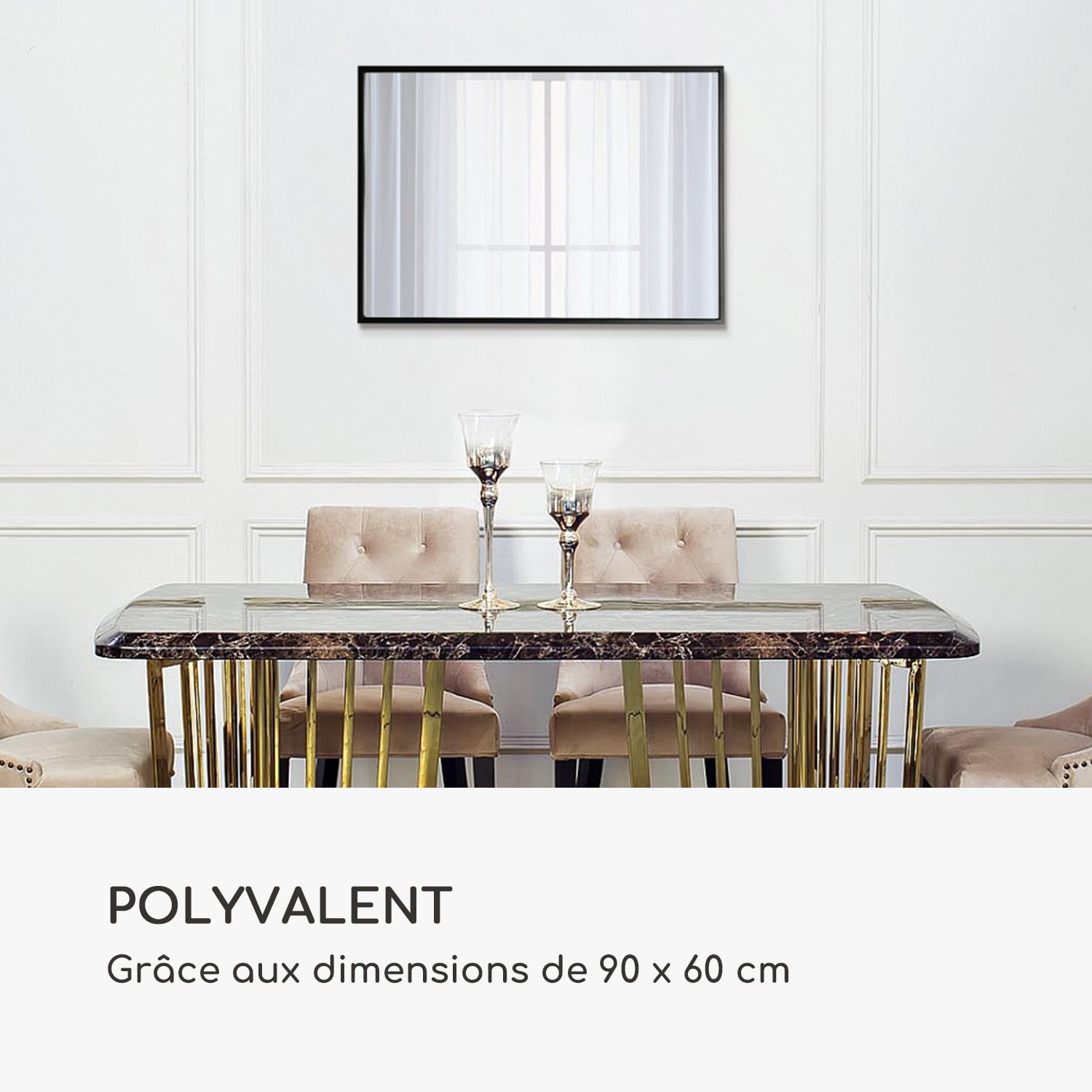 Croxley wandspiegel metalen lijst rechthoekig 90 x 60 cm