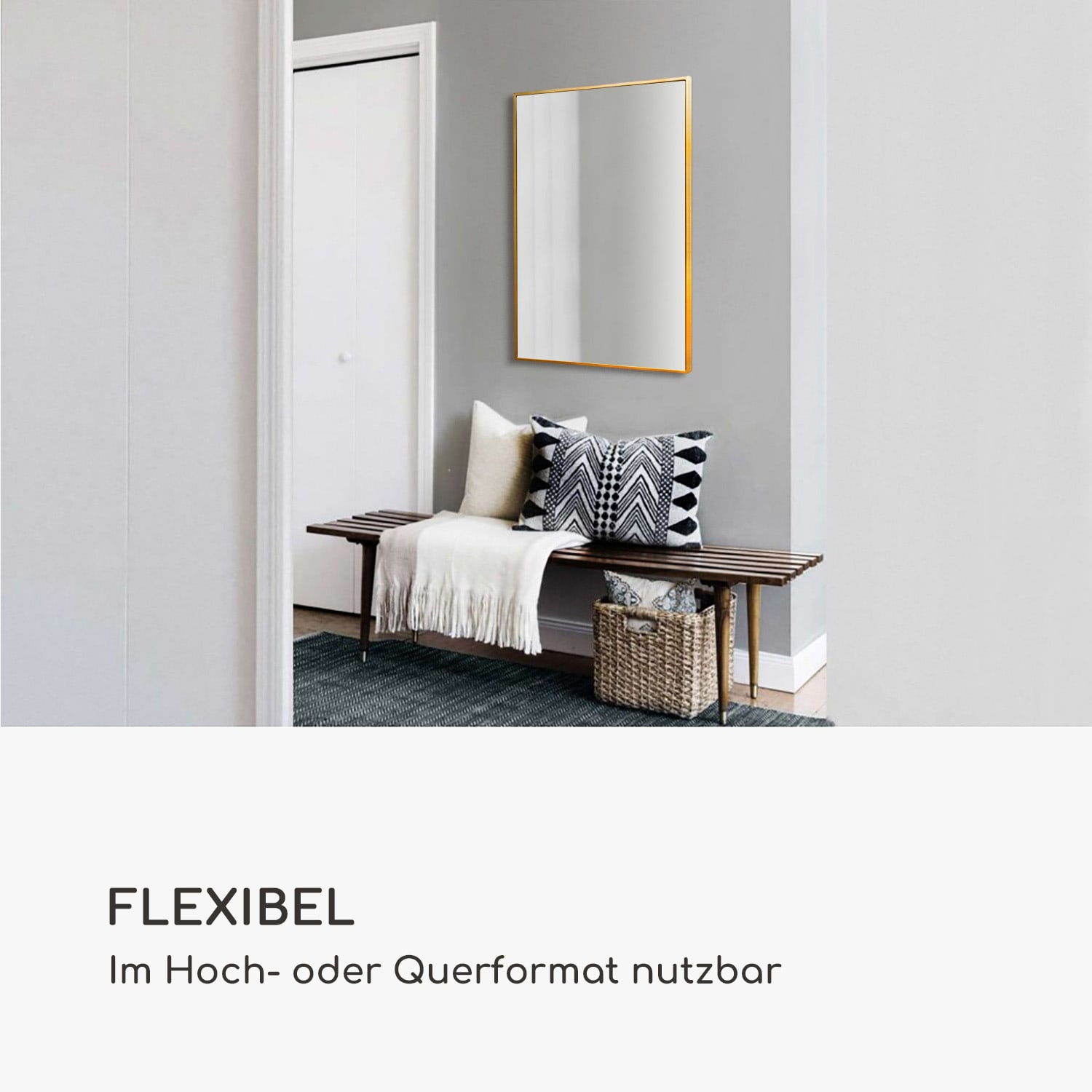 Croxley Wandspiegel Metallrahmen rechteckig 90 x 60 cm Gold