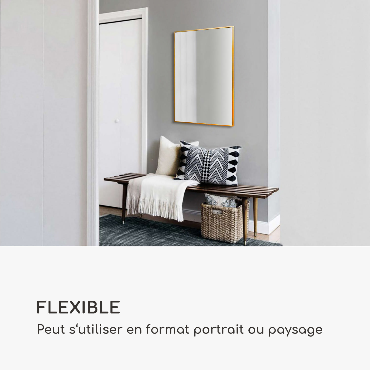 Croxley miroir mural cadre métallique rectangulaire 90 x 60 cm  Doré