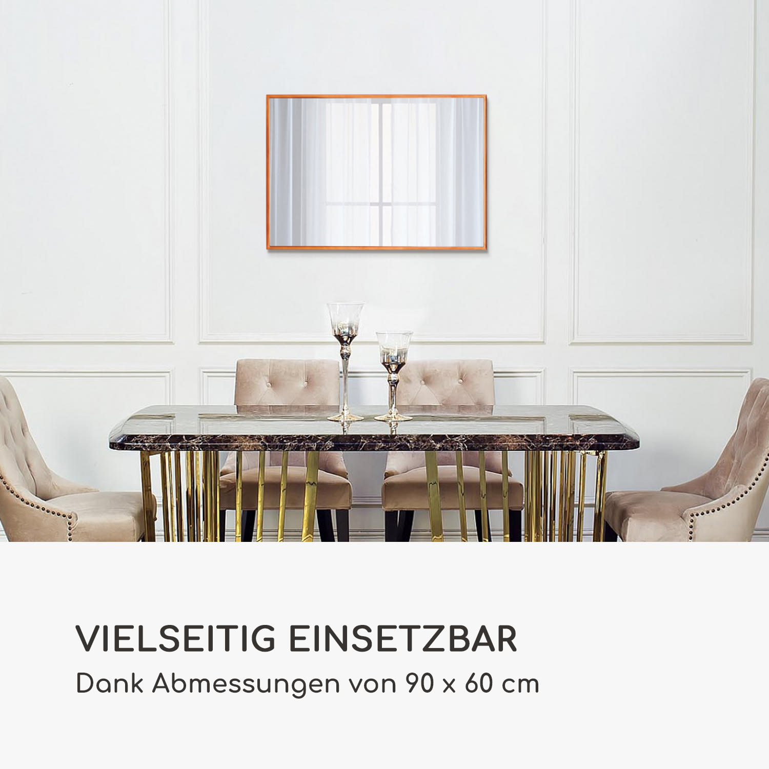 Croxley Wandspiegel Metallrahmen rechteckig 90 x 60 cm 