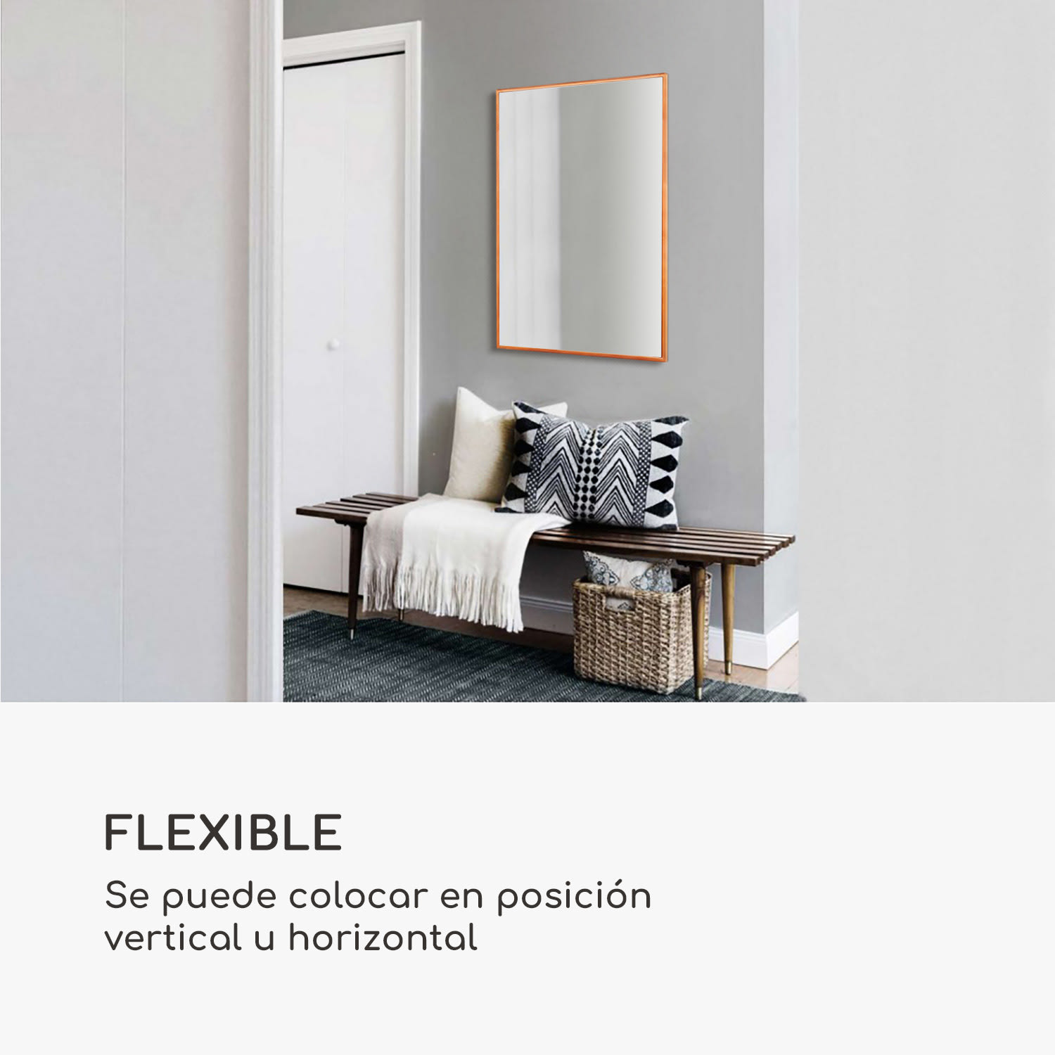 Espejo de pared Croxley Marco metálico Rectangular 90 x 60 cm  Oro Rosa