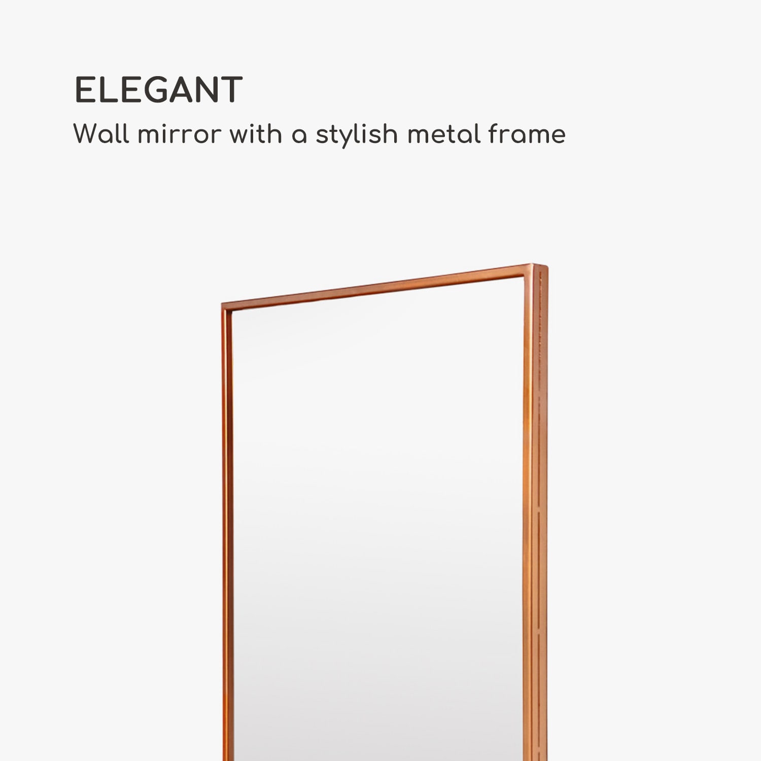 Croxley Стенно огледало с метална рамка, правоъгълно, 90 x 60 см  Розово Злато