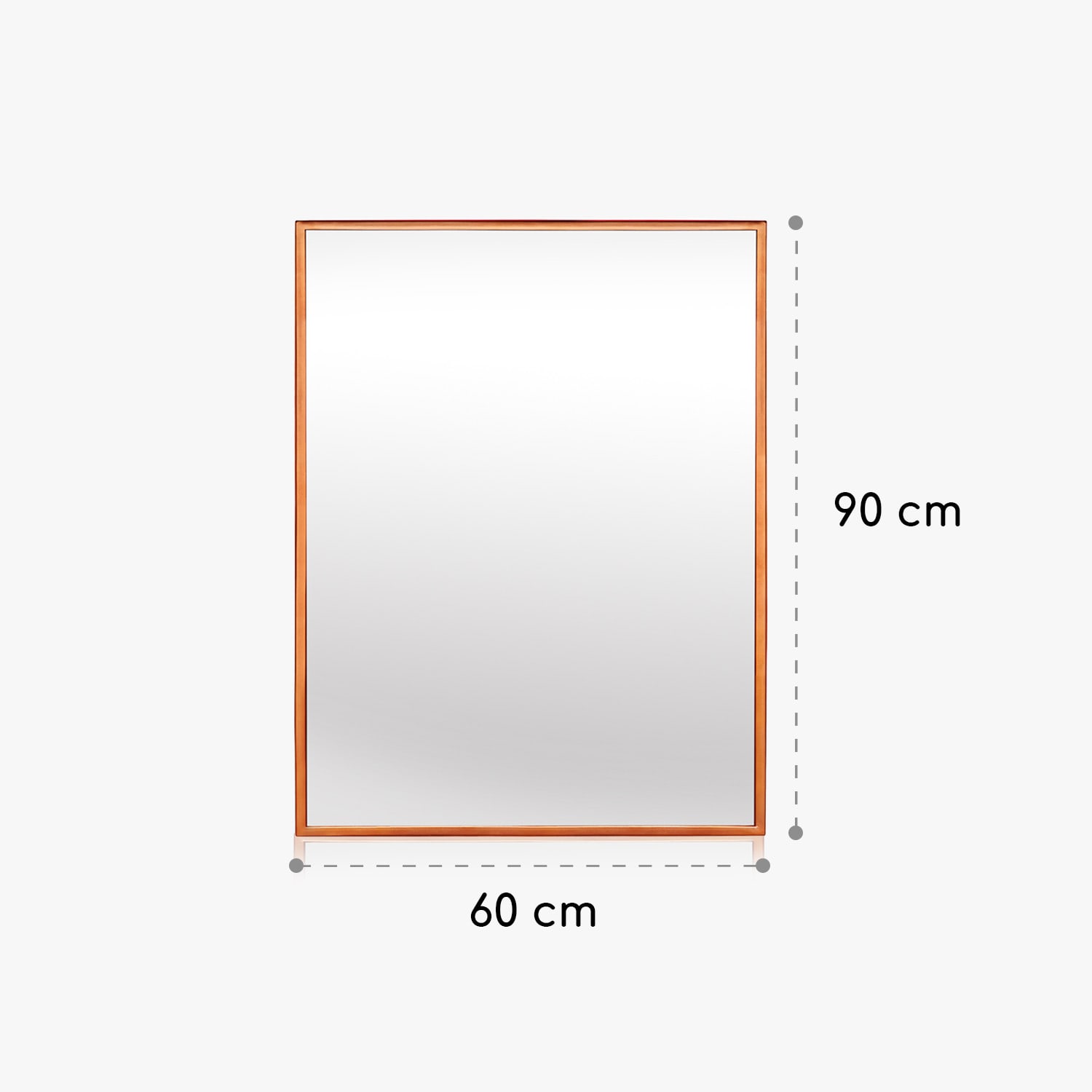 Croxley Стенно огледало с метална рамка, правоъгълно, 90 x 60 см  Розово Злато