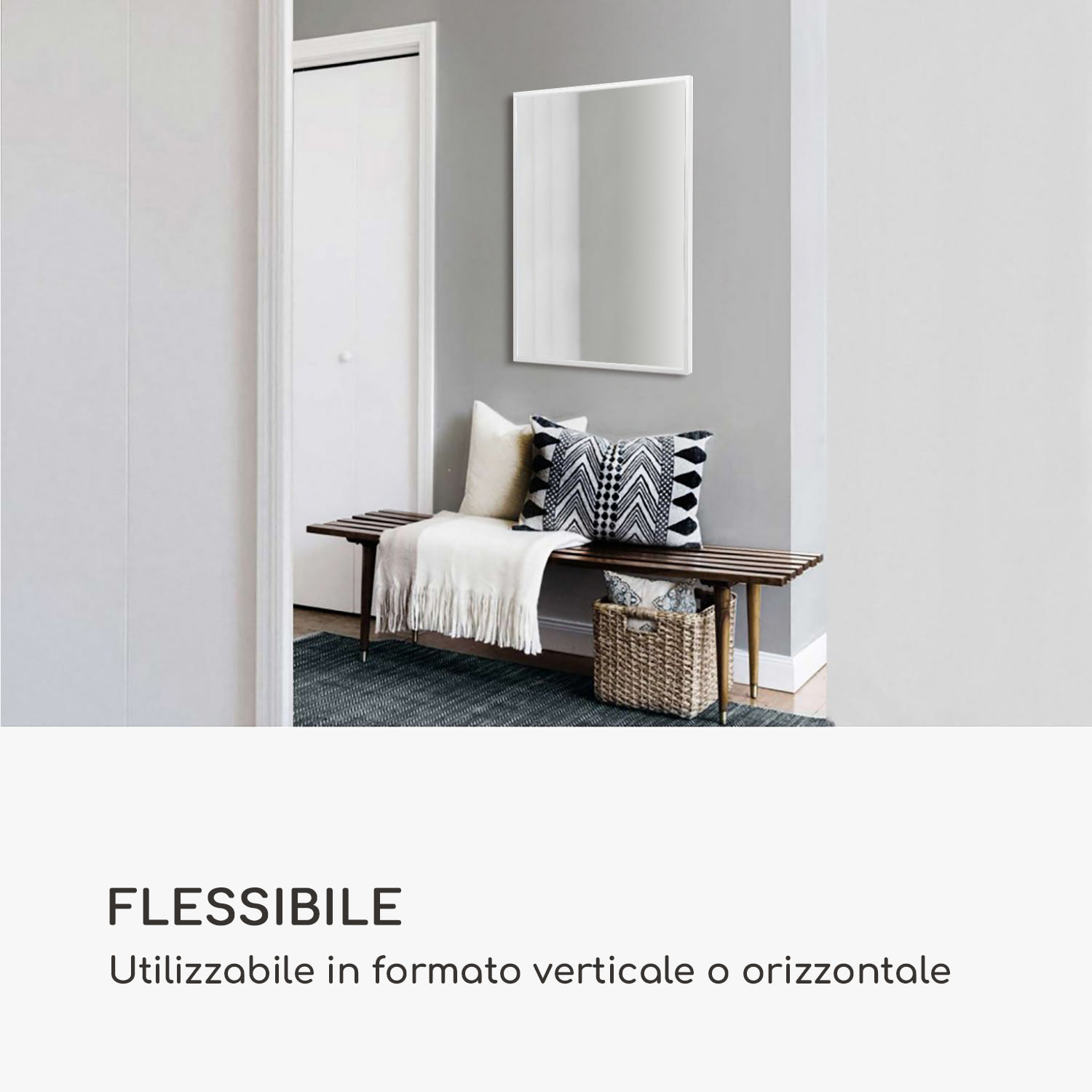 Croxley specchio da parete, cornice di metallo, rettangolare, 90 x 60 cm  