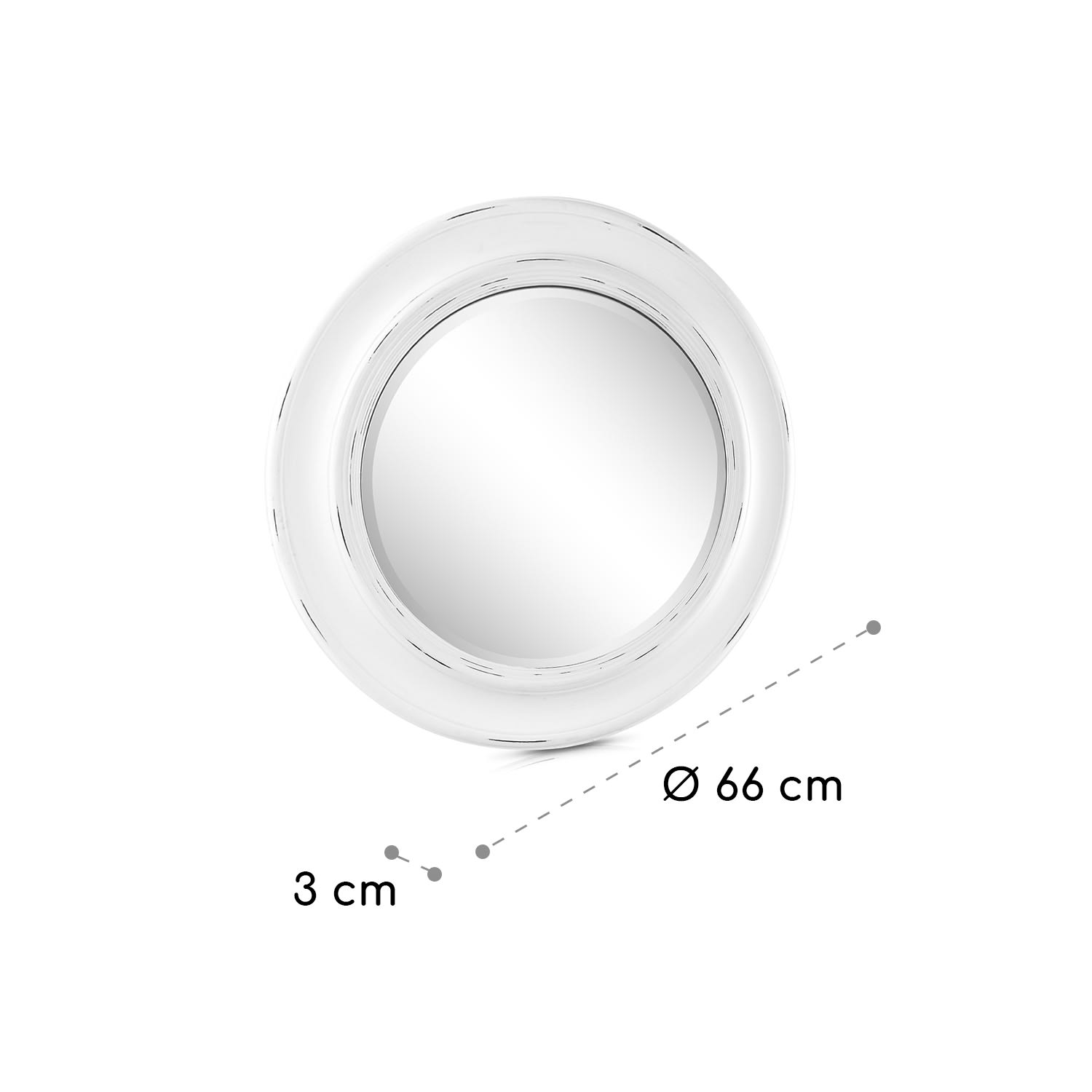Leeds miroir mural cadre en bois véritable rond Ø 66 cm