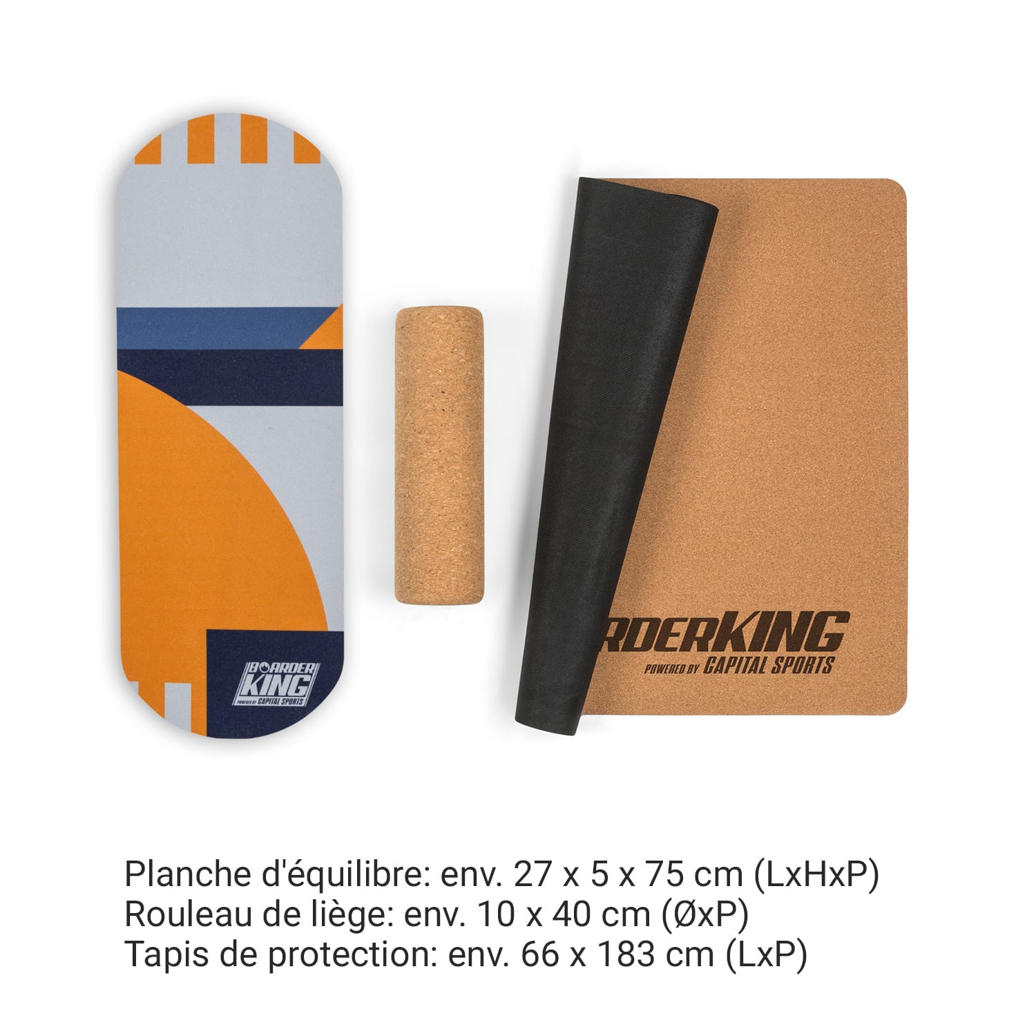Indoorboard Classic planche d'équilibre + tapis + rouleau bois / liège rouge 