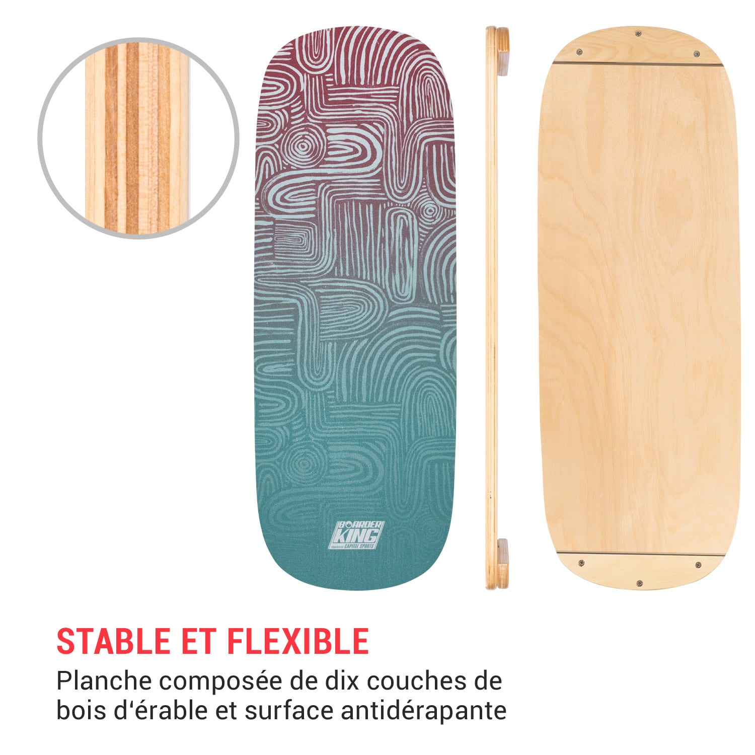 Indoorboard Flow Planche d'équilibre + tapis + rouleau de bois / liège 