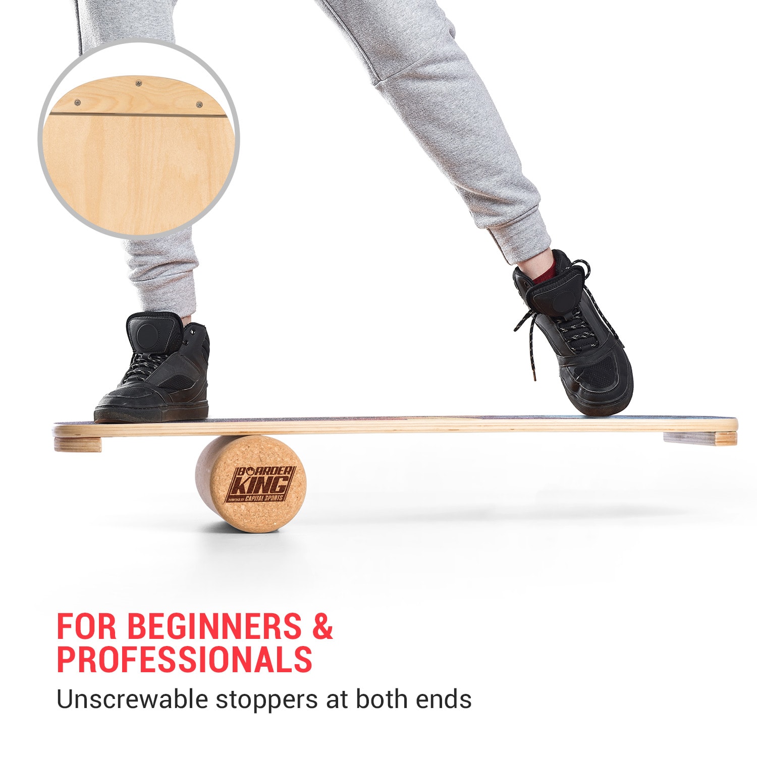 Indoorboard Flow, egyensúlyozó deszka, alátét, henger, fa / parafa 