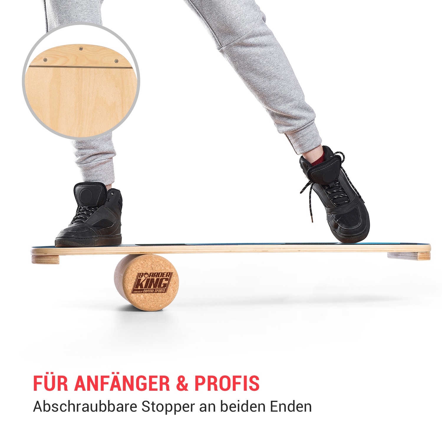 Indoorboard Flow Balance Board + Matte + Rolle Holz / Kork 