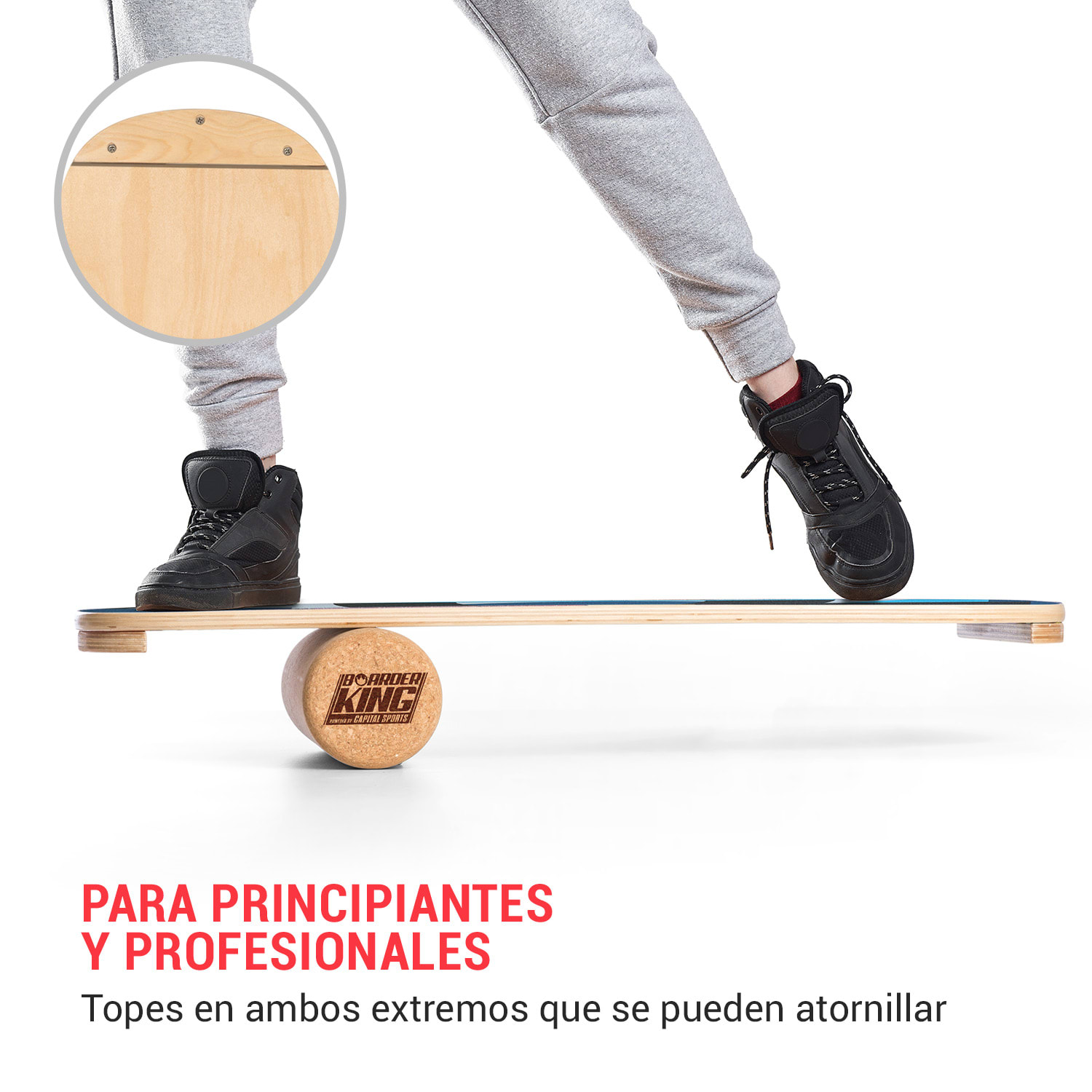 Tabla de equilibrio interior Flow + Esterilla + Rollo madera / corcho Circle