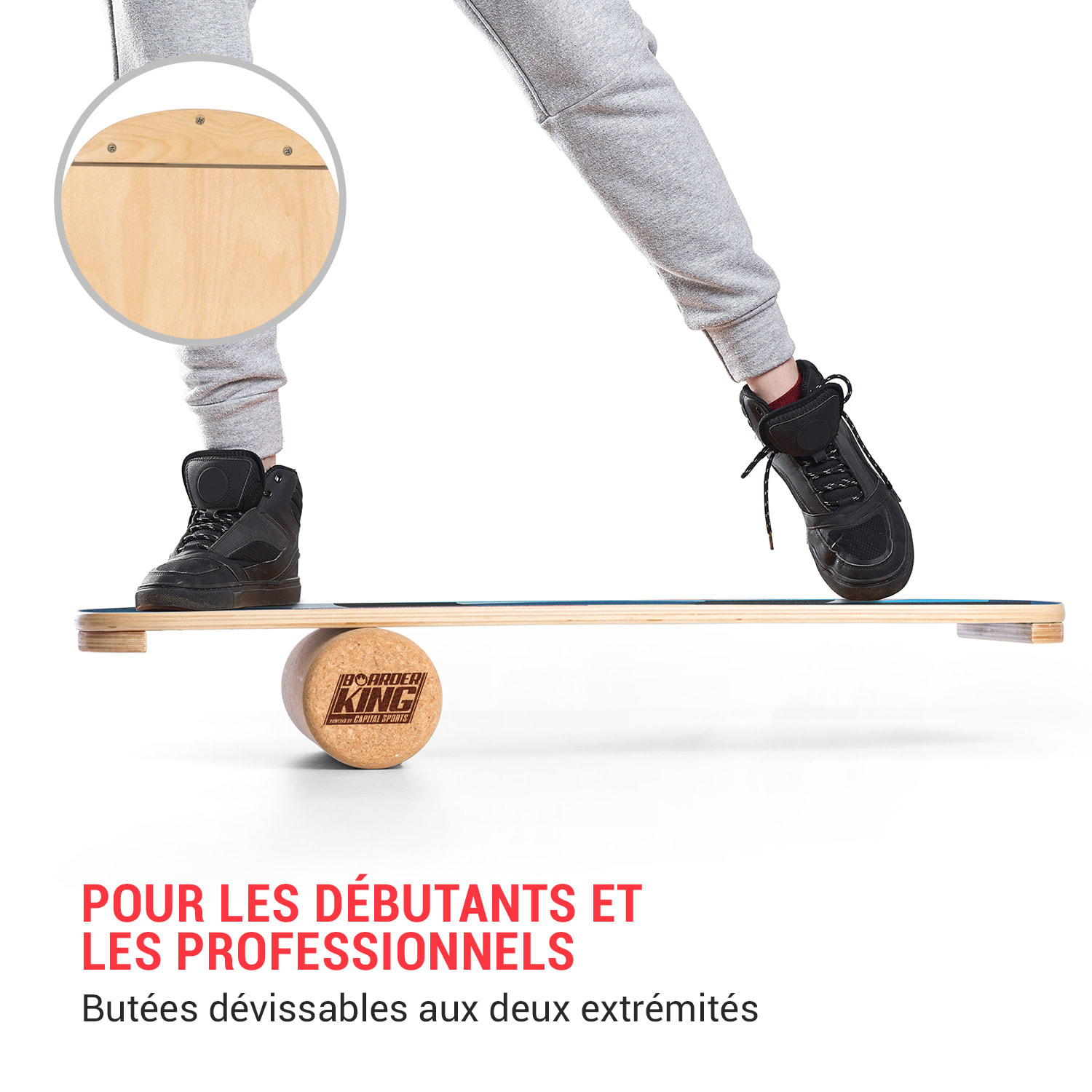 Indoorboard Flow Planche d'équilibre + tapis + rouleau de bois / liège Circle