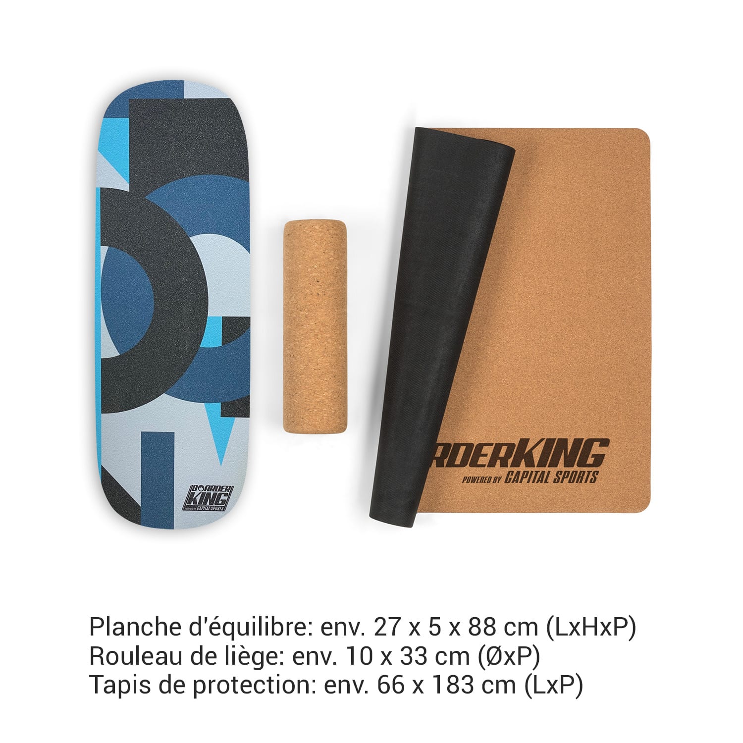 Indoorboard Flow Planche d'équilibre + tapis + rouleau de bois / liège Circle