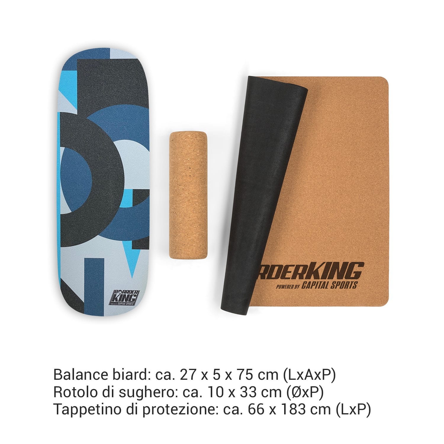 Indoorboard Flow, Balance board + tappetino + rullo, legno/sughero 