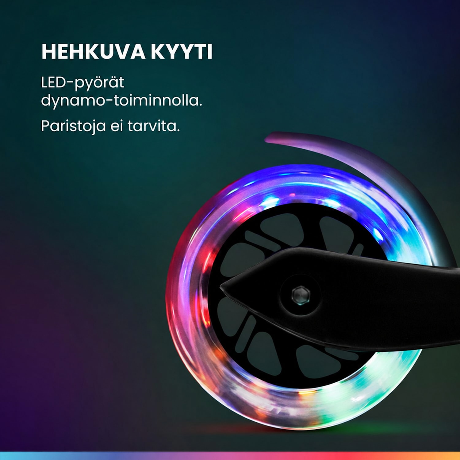 ONE potkulauta lapselle 3–6 vuotiaille LED-pyörät max. 50 kg kokoontaitettava korkeussäädettävä normaali | Musta