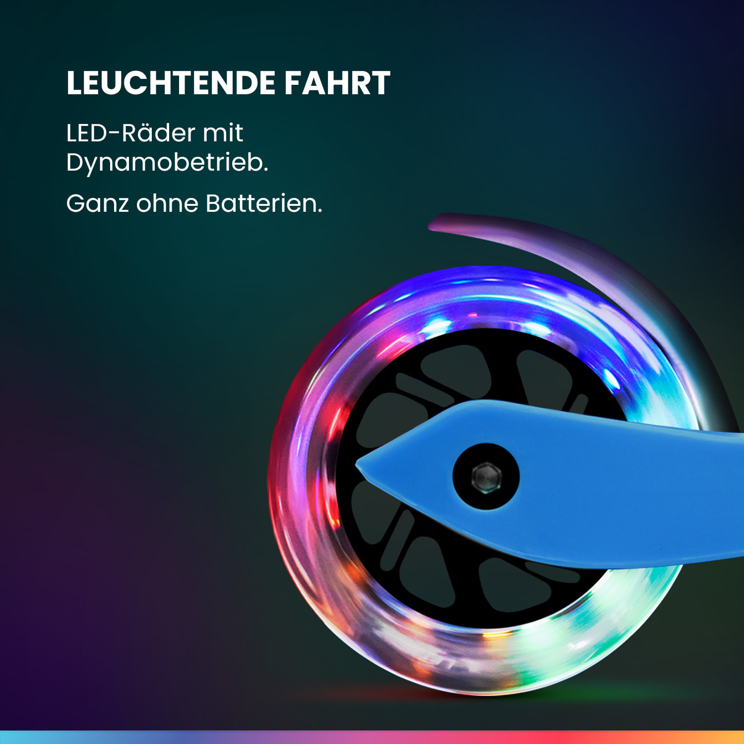ONE Kinderroller 3-6 Jahre LED-Räder 50 kg faltbar höhenverstellbar 