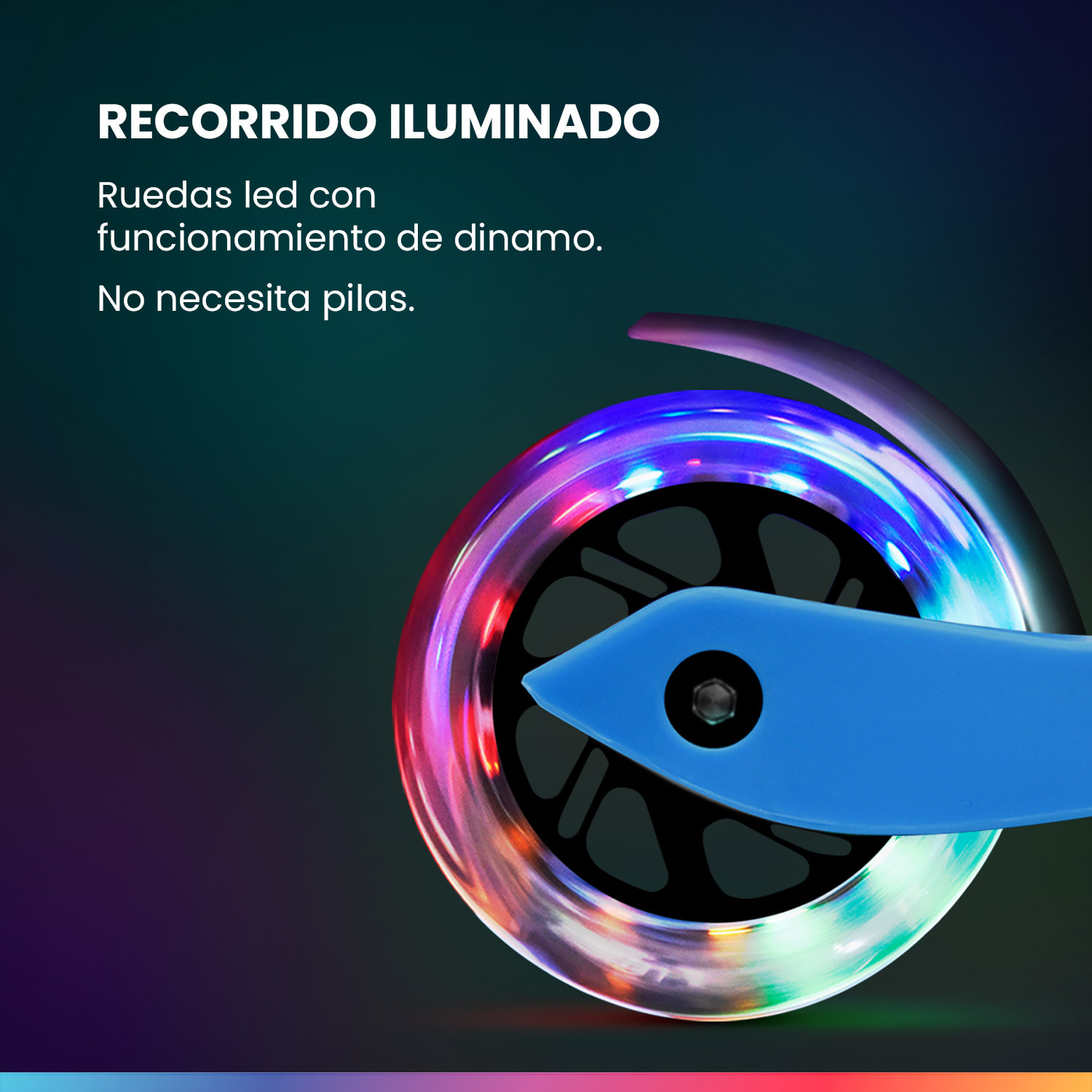 ONE Patinete para niños 3-6 años Ruedas led Hasta 50 kg Plegable Altura regulable Normal | Azul Celeste