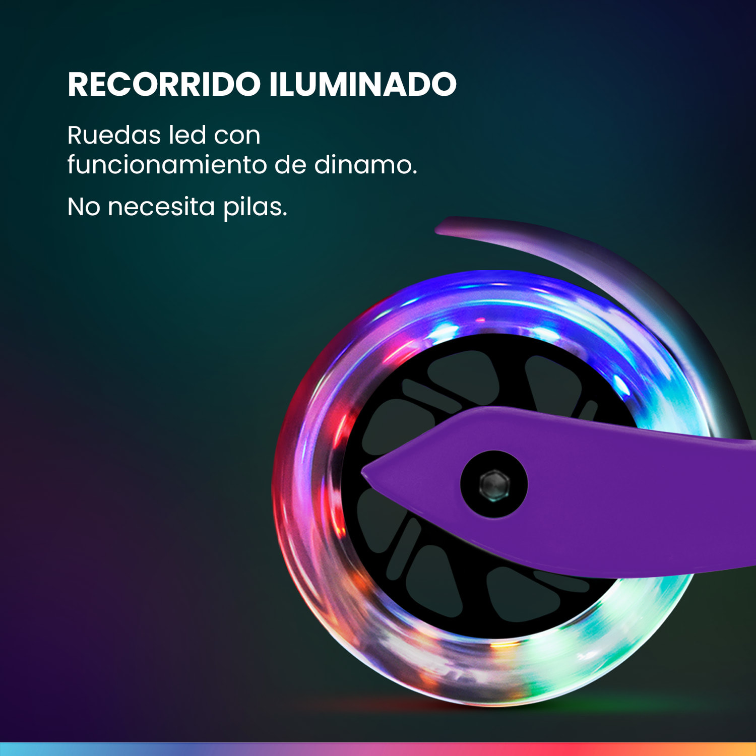 ONE Patinete para niños 3-6 años Ruedas led Hasta 50 kg Plegable Altura regulable 