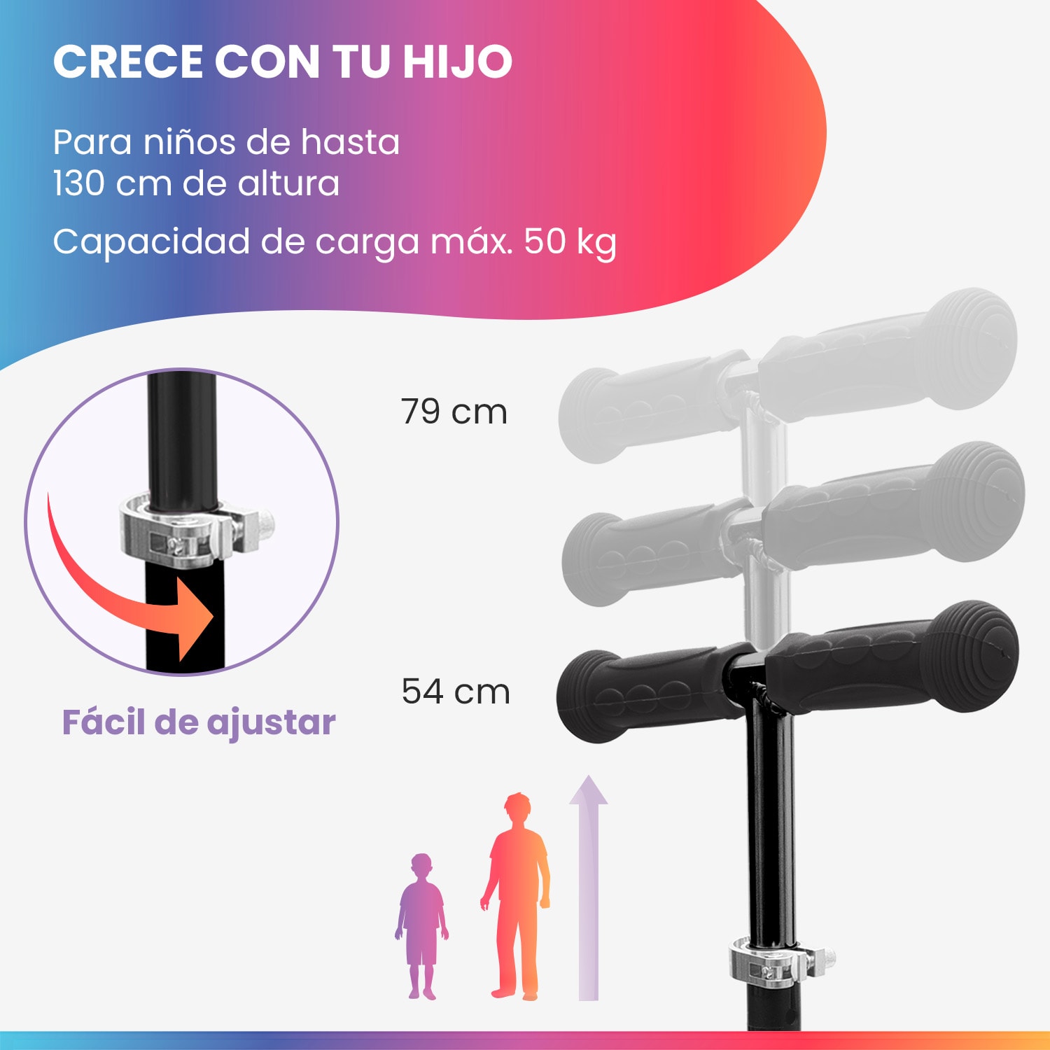 ONE Deluxe Patinete para niños 3-6 años Ruedas led Hasta 50 kg Plegable Altura regulable De lujo | Negro