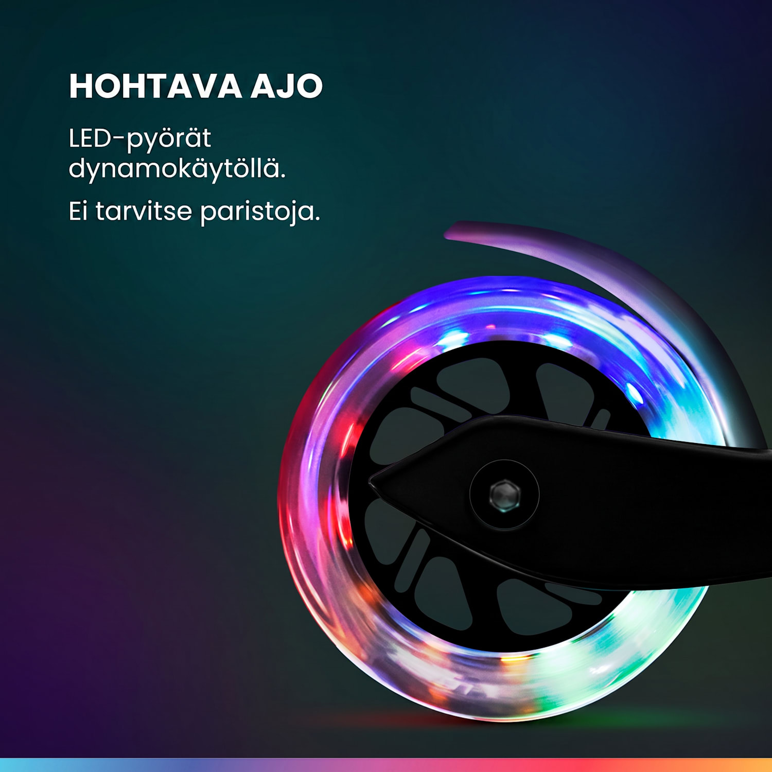 ONE Deluxe potkulauta lapselle 3–6 vuotiaille LED-pyörät max. 50 kg kokoontaitettava korkeussäädettävä Deluxe | Musta