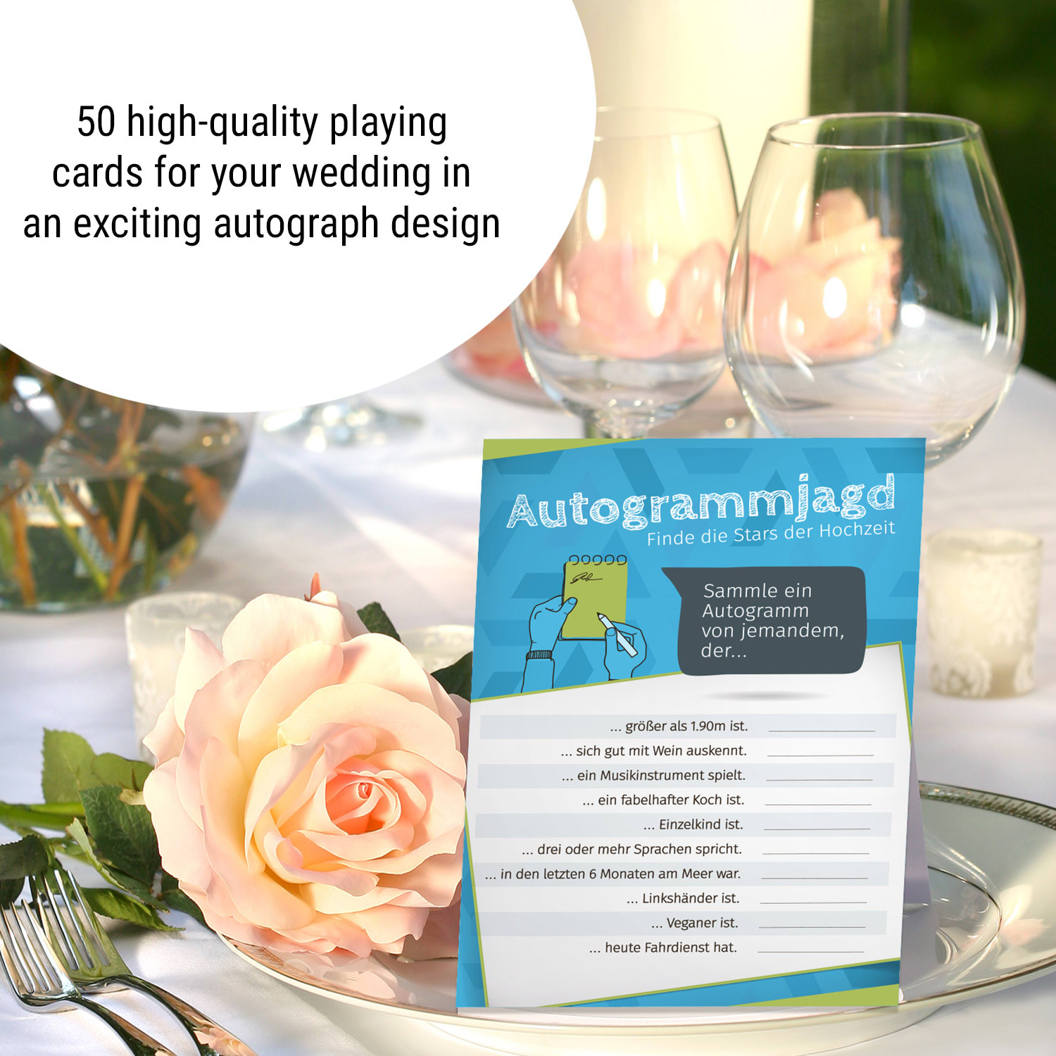 Autogramvadászat 10 kérdés tulajdonságokról 50 db. DIN A5 játékos  nyomtatás