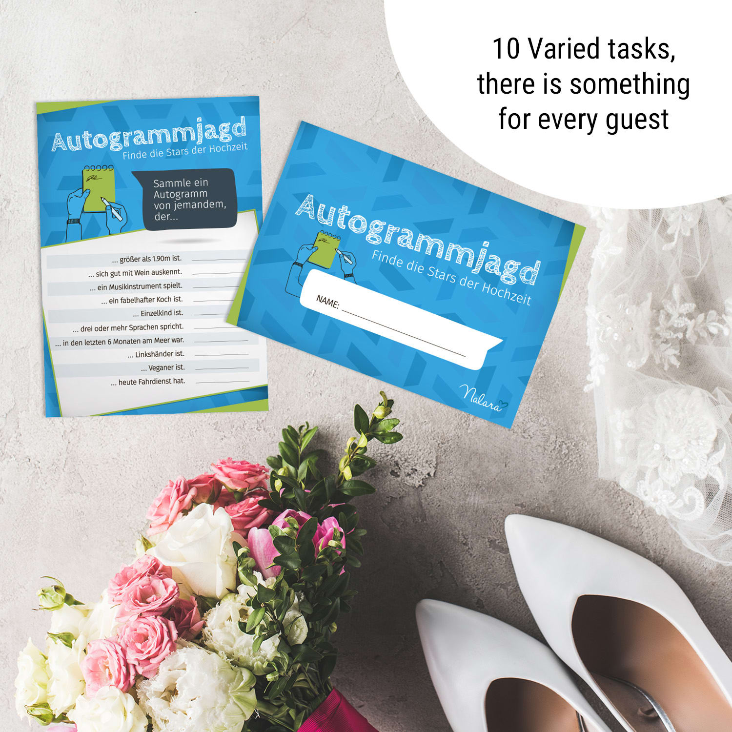 Autogramvadászat 10 kérdés tulajdonságokról 50 db. DIN A5 játékos  nyomtatás