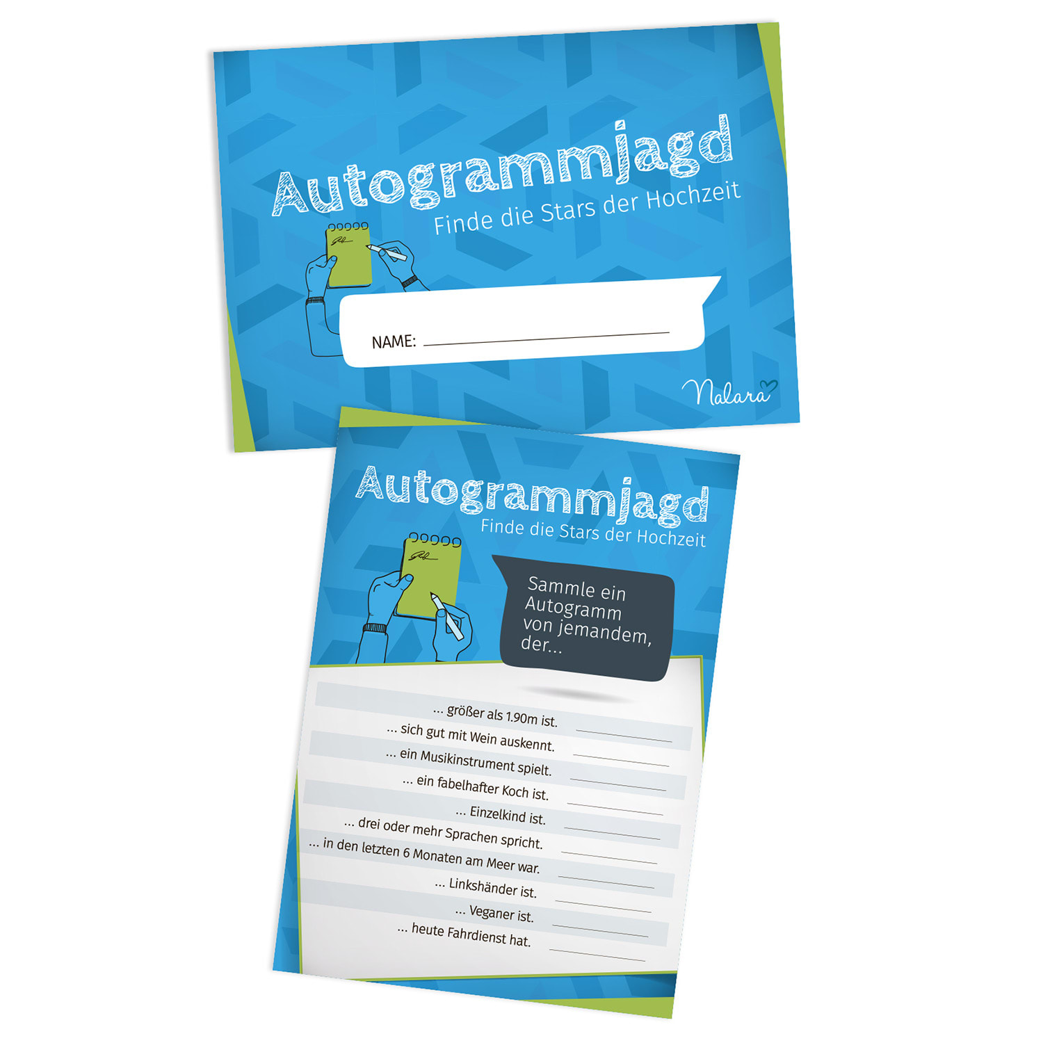 Autogramvadászat 10 kérdés tulajdonságokról 50 db. DIN A5 játékos  nyomtatás