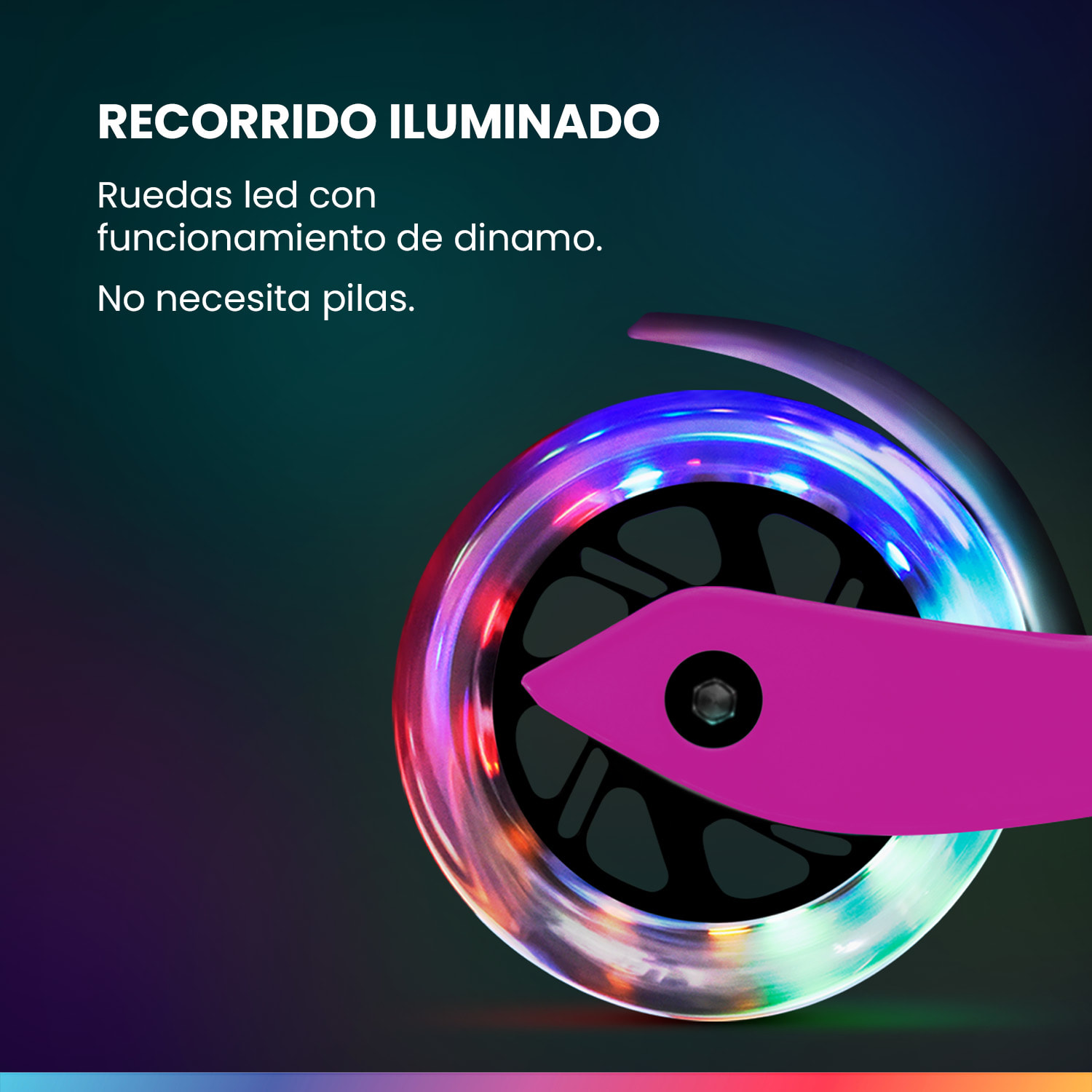 ONE Deluxe Patinete para niños 3-6 años Ruedas led Hasta 50 kg Plegable Altura regulable De lujo | Rosa