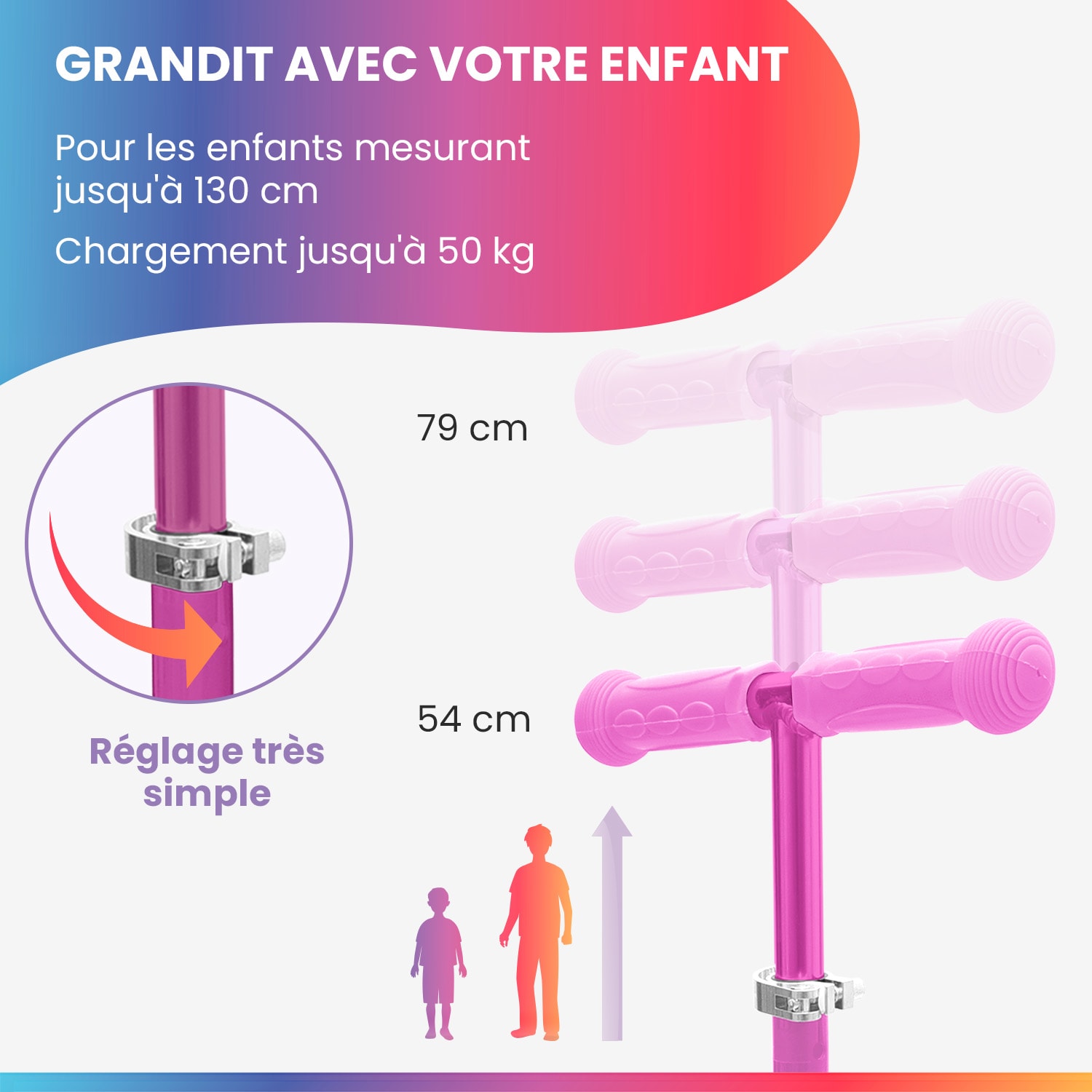 ONE Deluxe kinderscooter 3-6 jaar led wielen tot 50 kg inklapbaar in hoogte verstelbaar Luxe | Pink