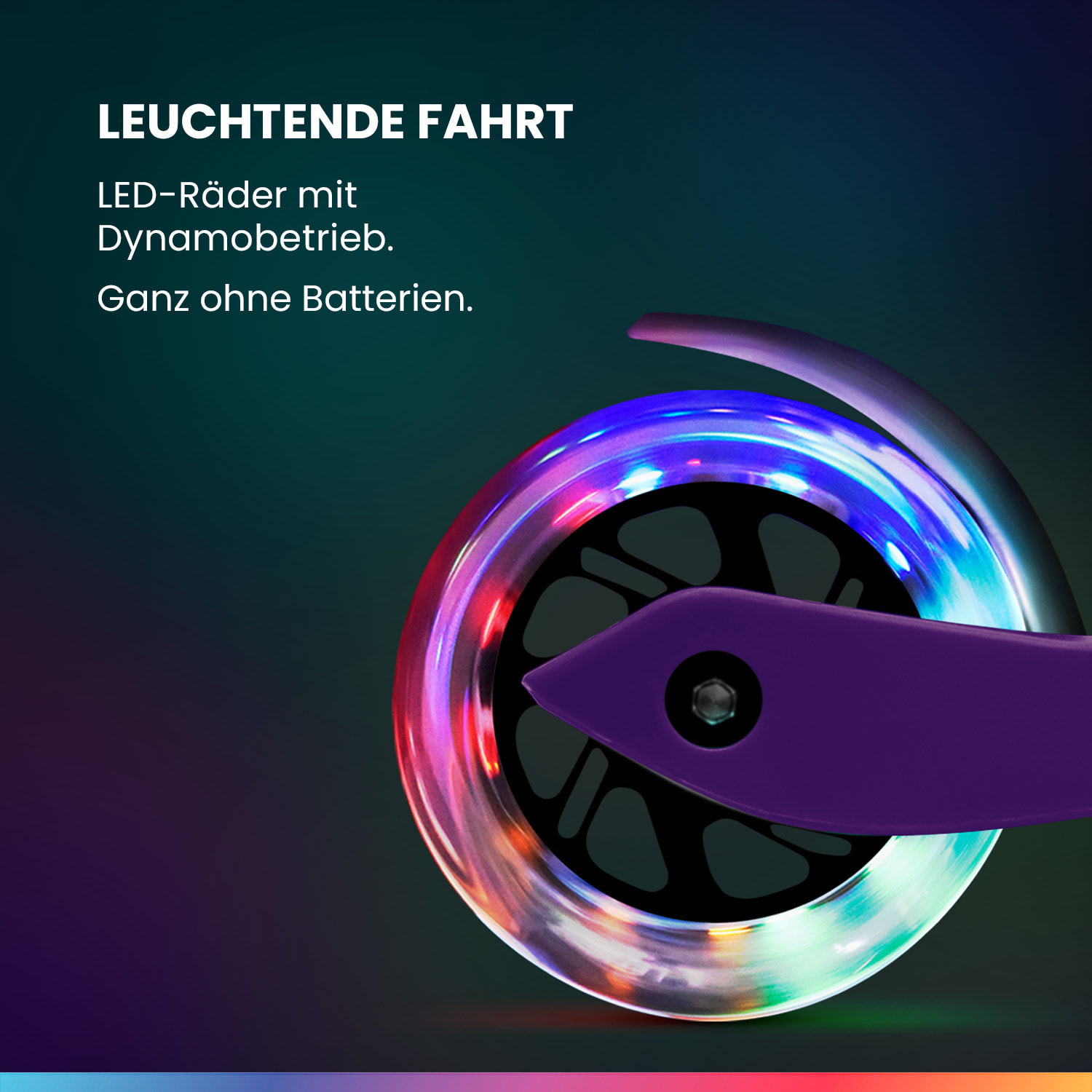 ONE Deluxe Kinderroller 3-6 Jahre LED-Räder bis 50 kg faltbar 