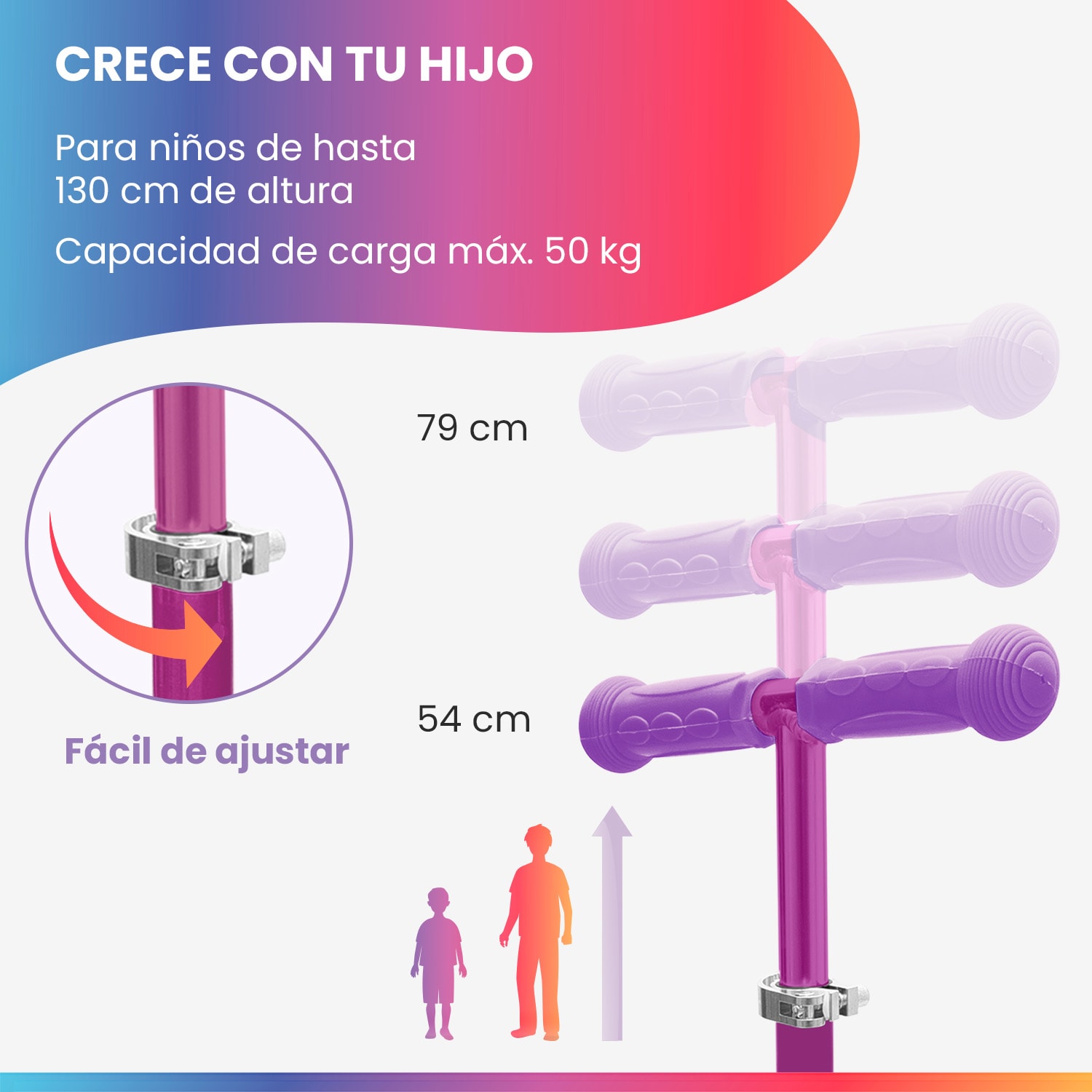 ONE Deluxe Patinete para niños 3-6 años Ruedas led Hasta 50 kg Plegable Altura regulable De lujo | Púrpura Claro
