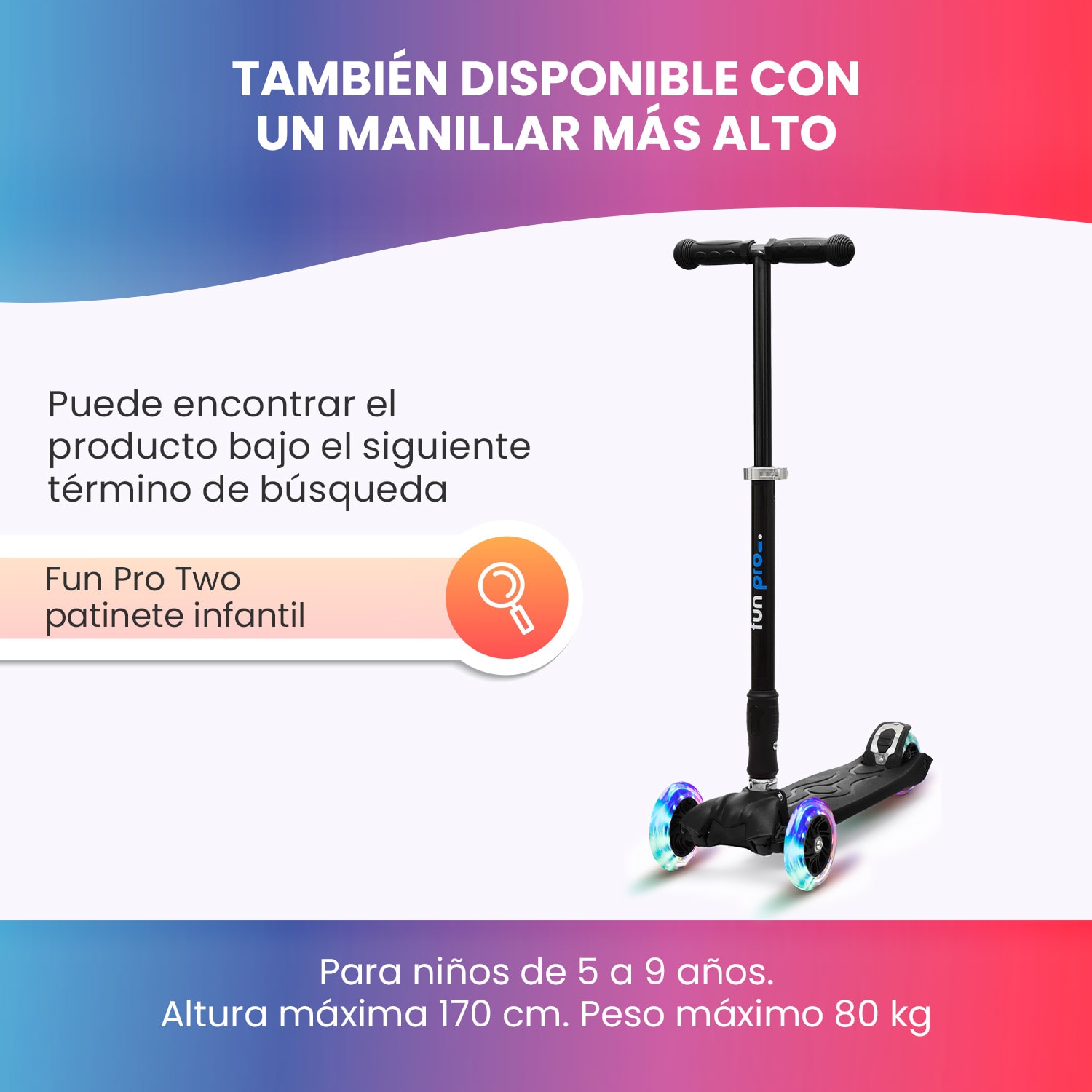 ONE Deluxe Patinete para niños 3-6 años Ruedas led Hasta 50 kg Plegable Altura regulable De lujo | Púrpura Claro