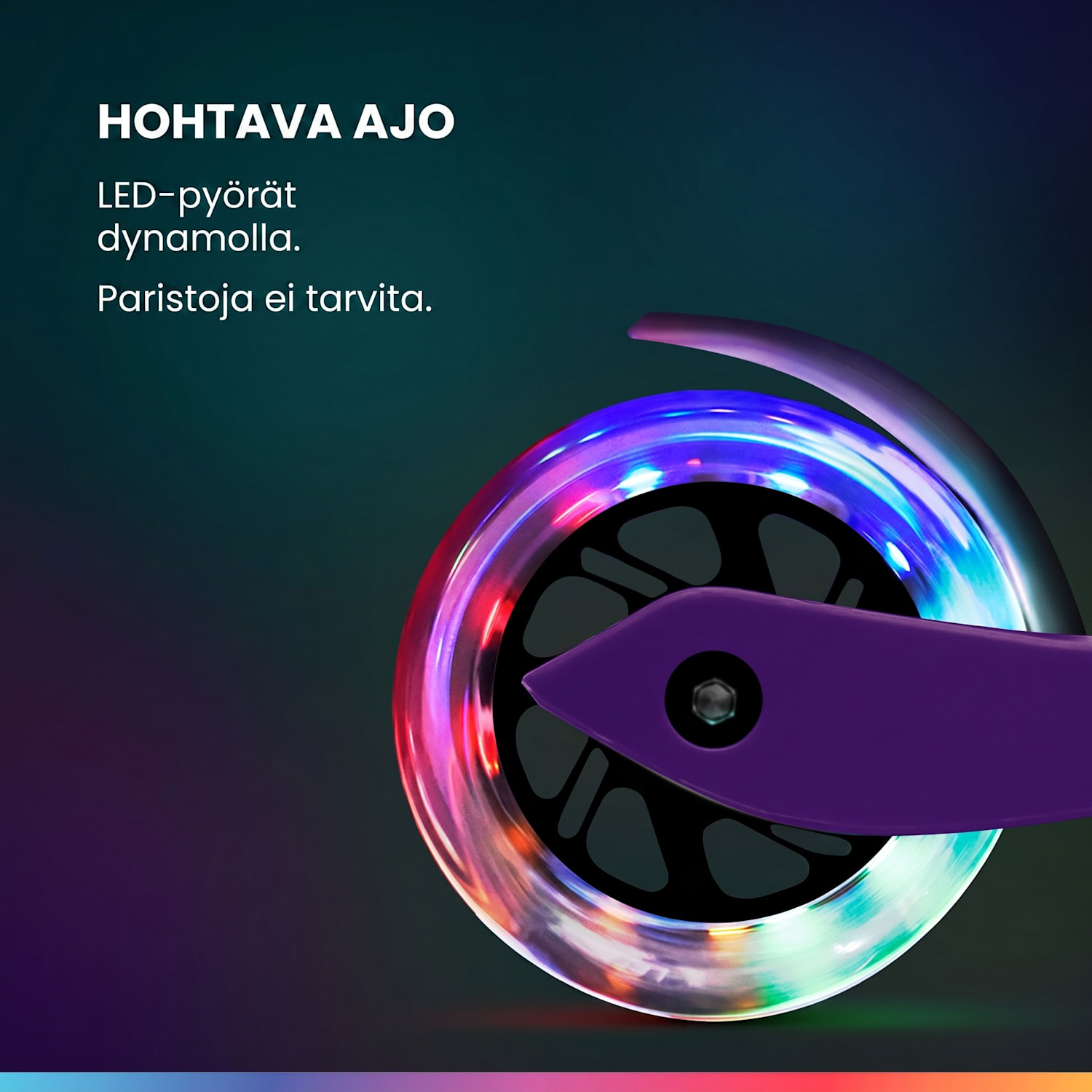 ONE Deluxe potkulauta lapselle 3–6 vuotiaille LED-pyörät max. 50 kg kokoontaitettava korkeussäädettävä Deluxe | Vaalea Violetti
