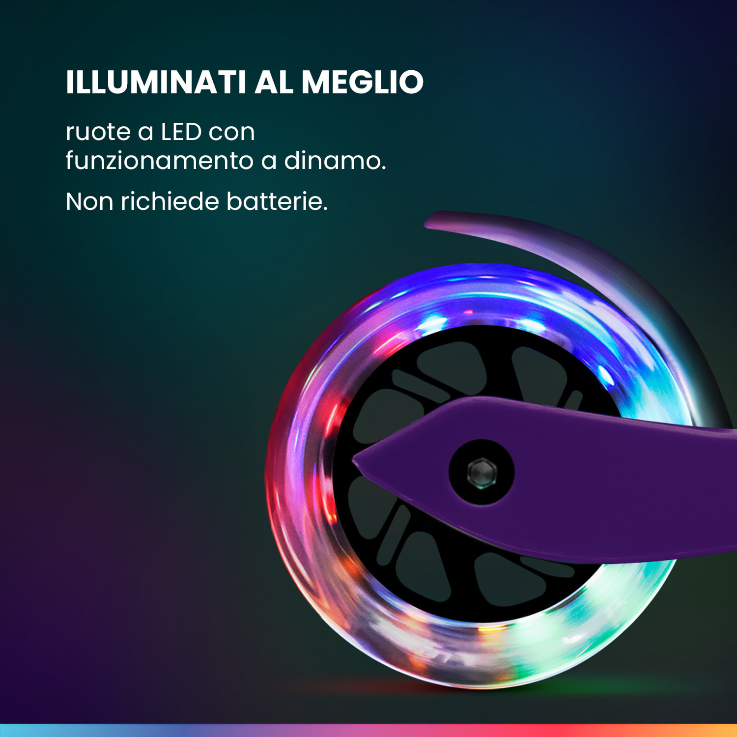 ONE Deluxe monopattino bambino, 3-6 anni, ruote a LED, fino a 50 kg, pieghevole, regolabile in altezza Deluxe. | Viola chiaro
