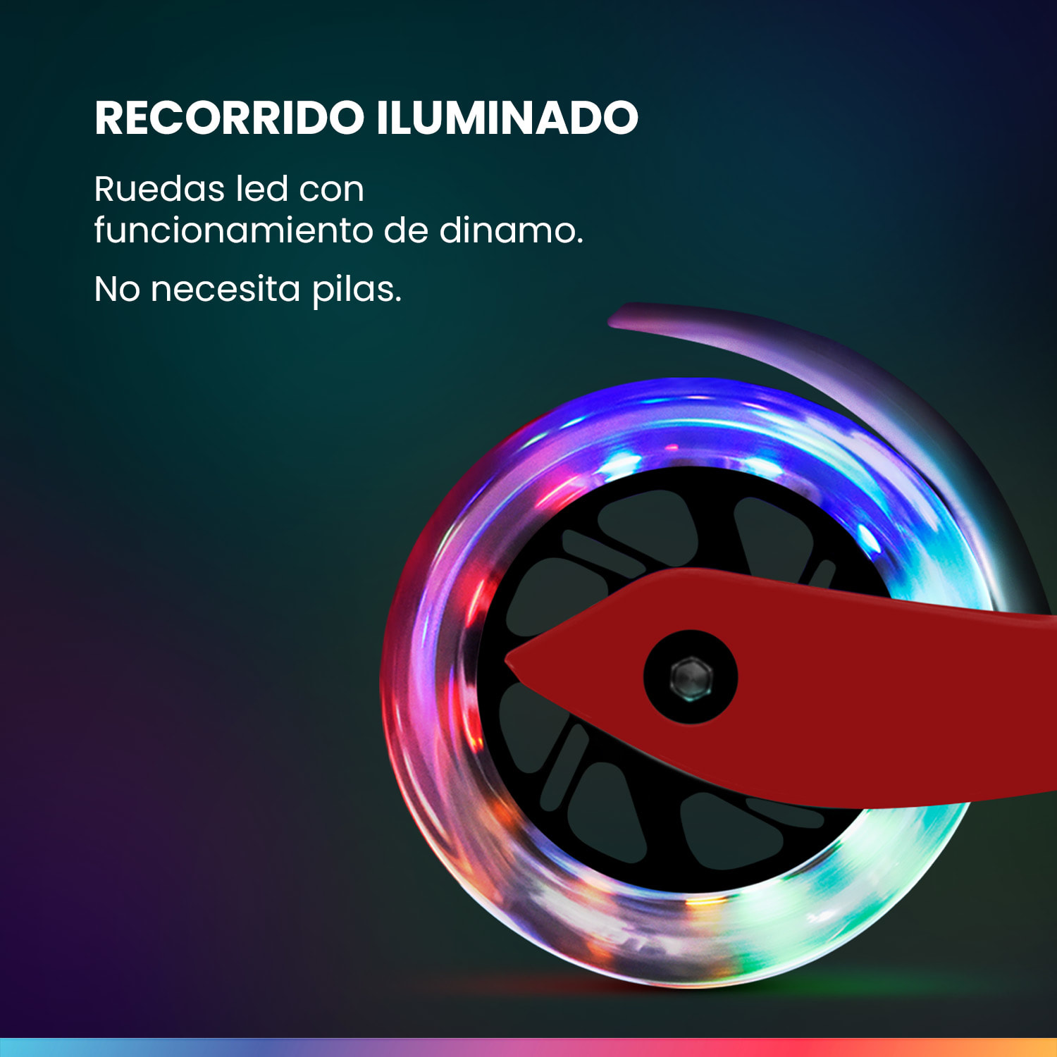 ONE Deluxe Patinete para niños 3-6 años Ruedas led Hasta 50 kg Plegable Altura regulable De lujo | Rojo