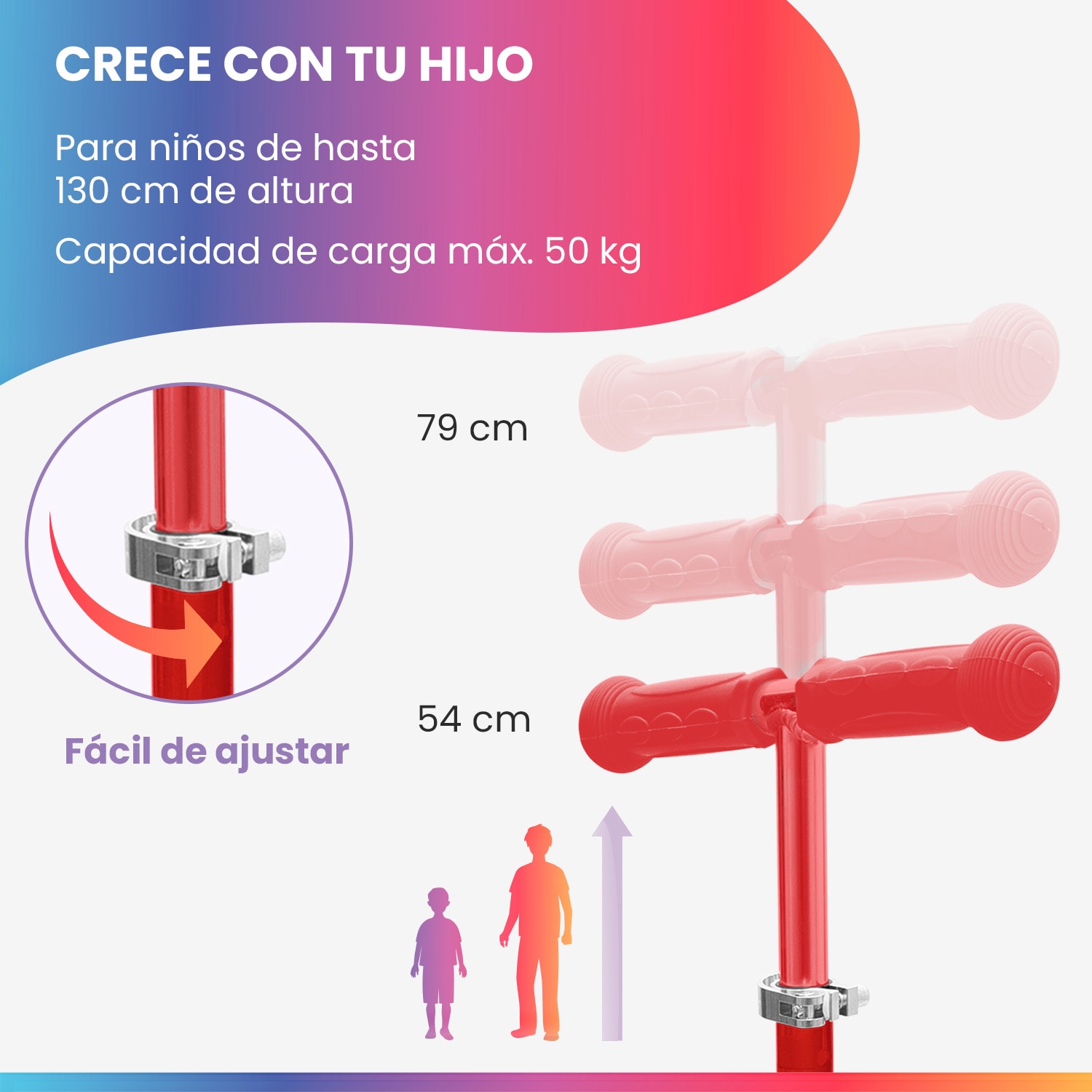 ONE Deluxe Patinete para niños 3-6 años Ruedas led Hasta 50 kg Plegable Altura regulable De lujo | Rojo
