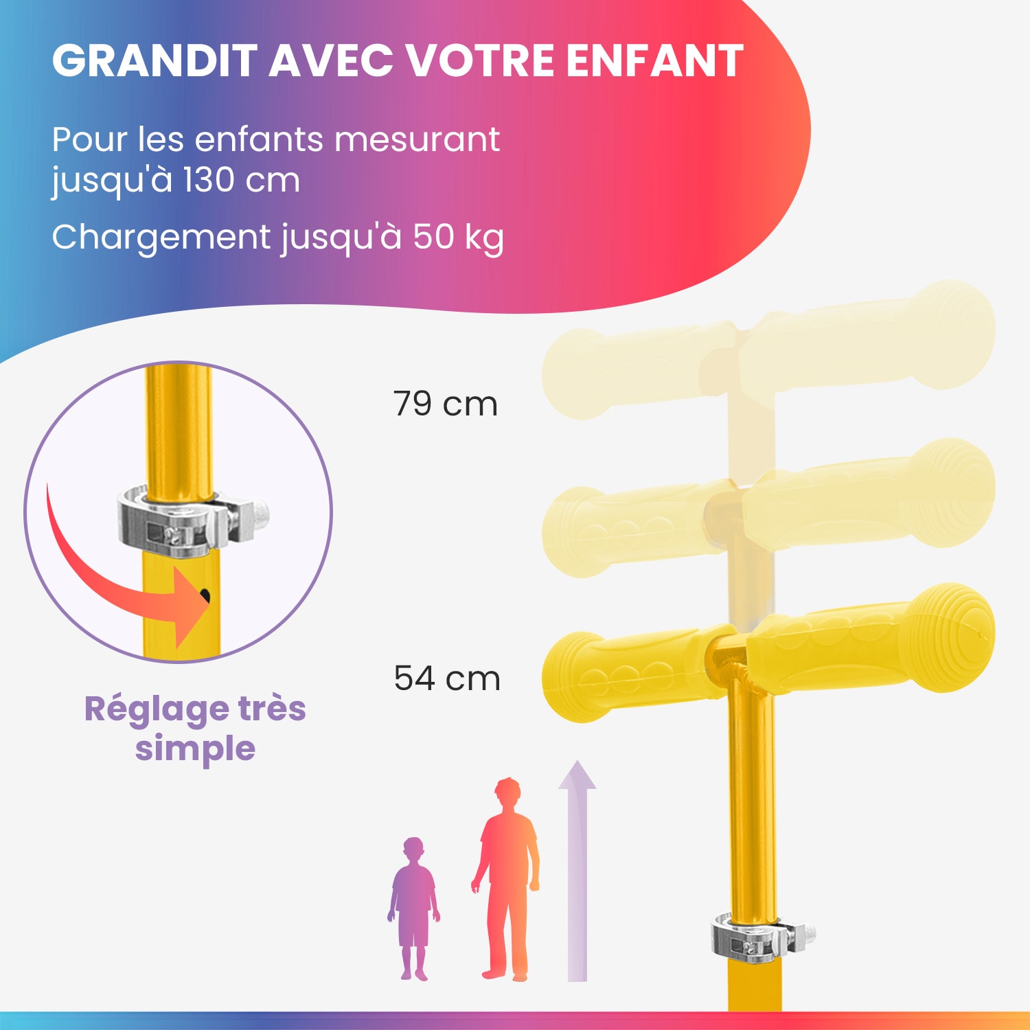 ONE Deluxe Trottinette enfants 3-6 ans roues LED jusqu'à 50 kg pliable réglable en hauteur De luxe | Jaune