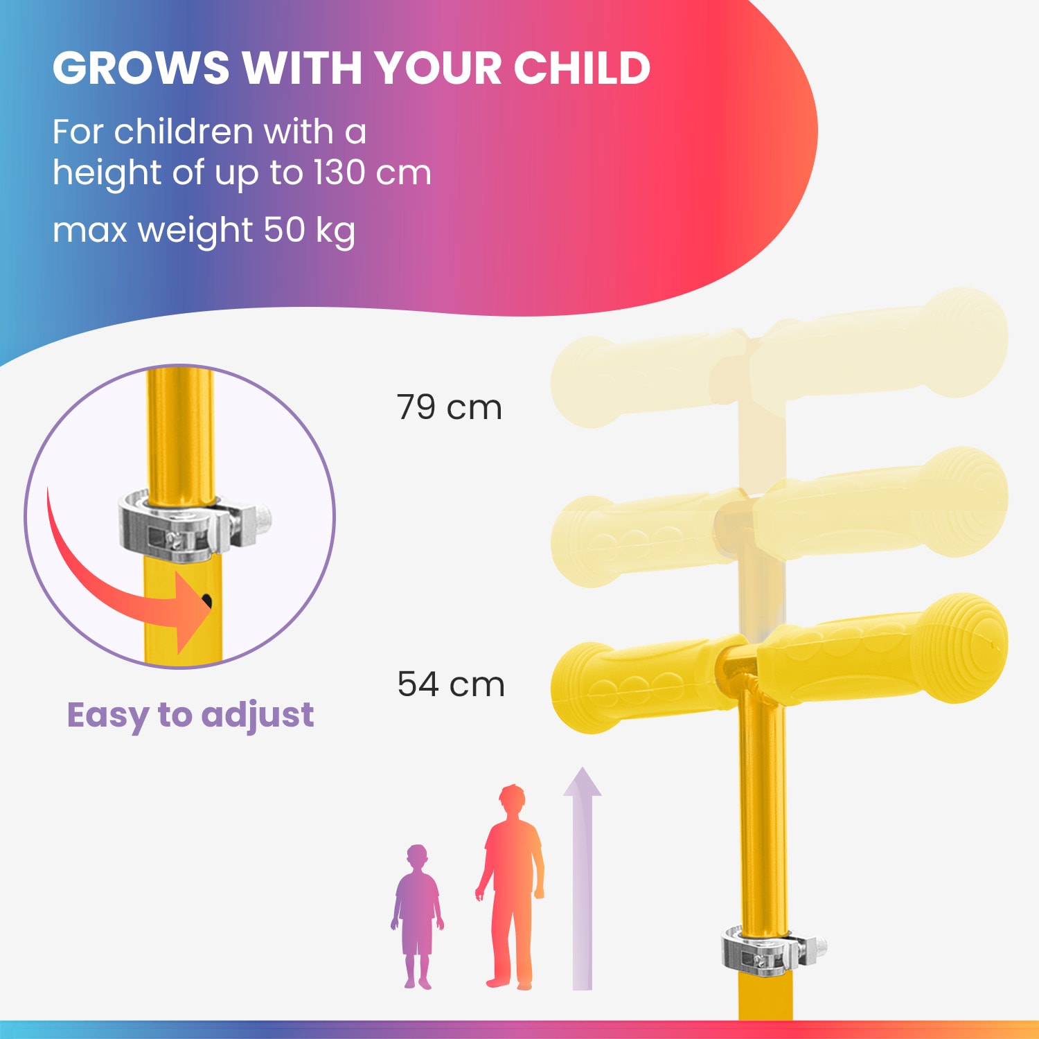 ONE Deluxe gyermek roller 3-6 éves korig LED kerekek összecsukható 50 kg-ig állítható magasságú Luxus | Sárga