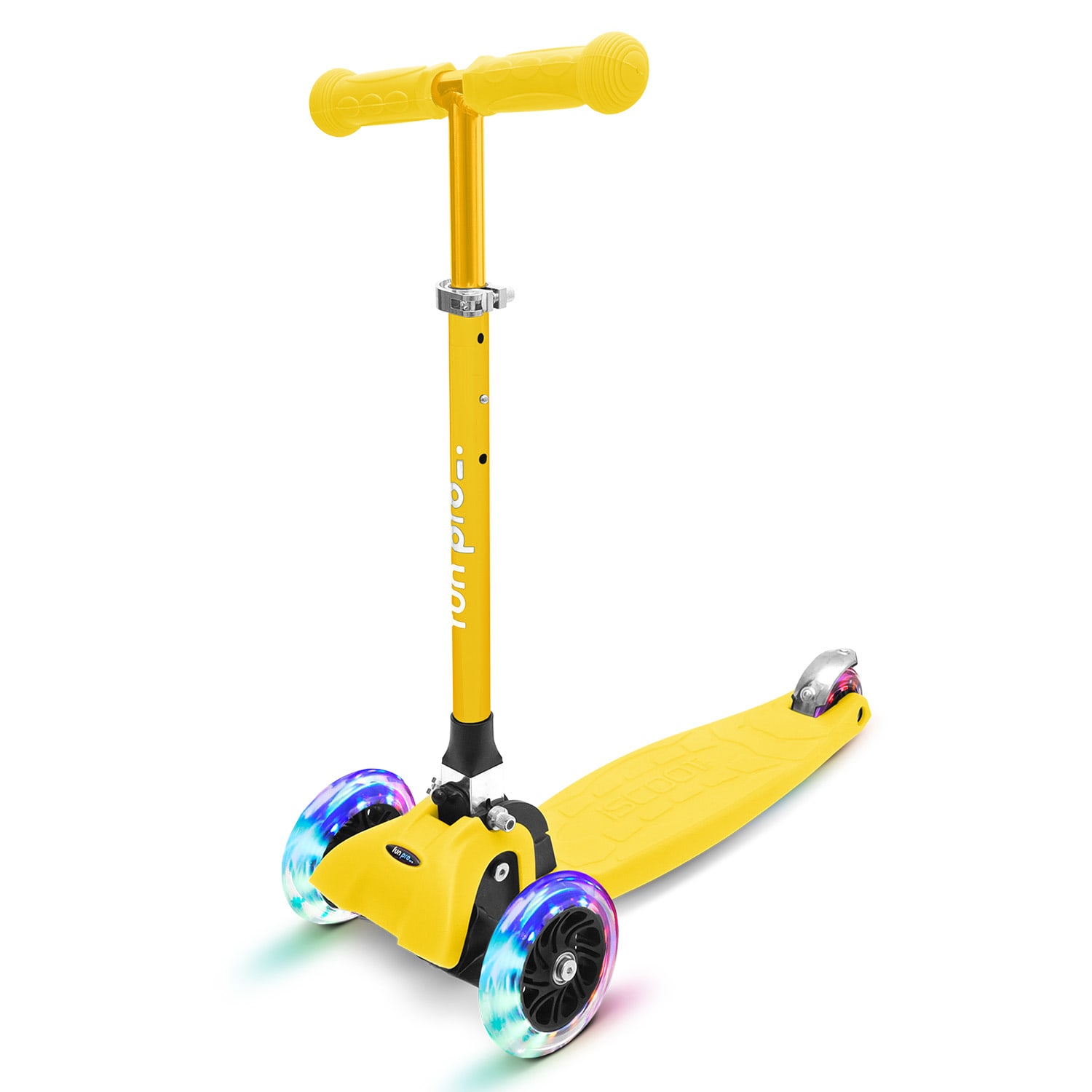 ONE Deluxe Patinete para niños 3-6 años Ruedas led Hasta 50 kg Plegable Altura regulable De lujo | Amarillo