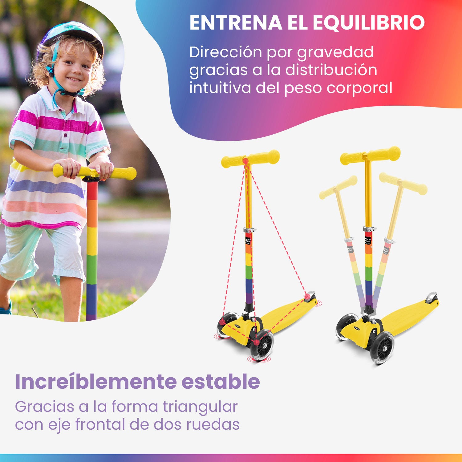 ONE Special Edt. Patinete para niños 3-6 años Ruedas led 50 kg Plegable Altura regulable 