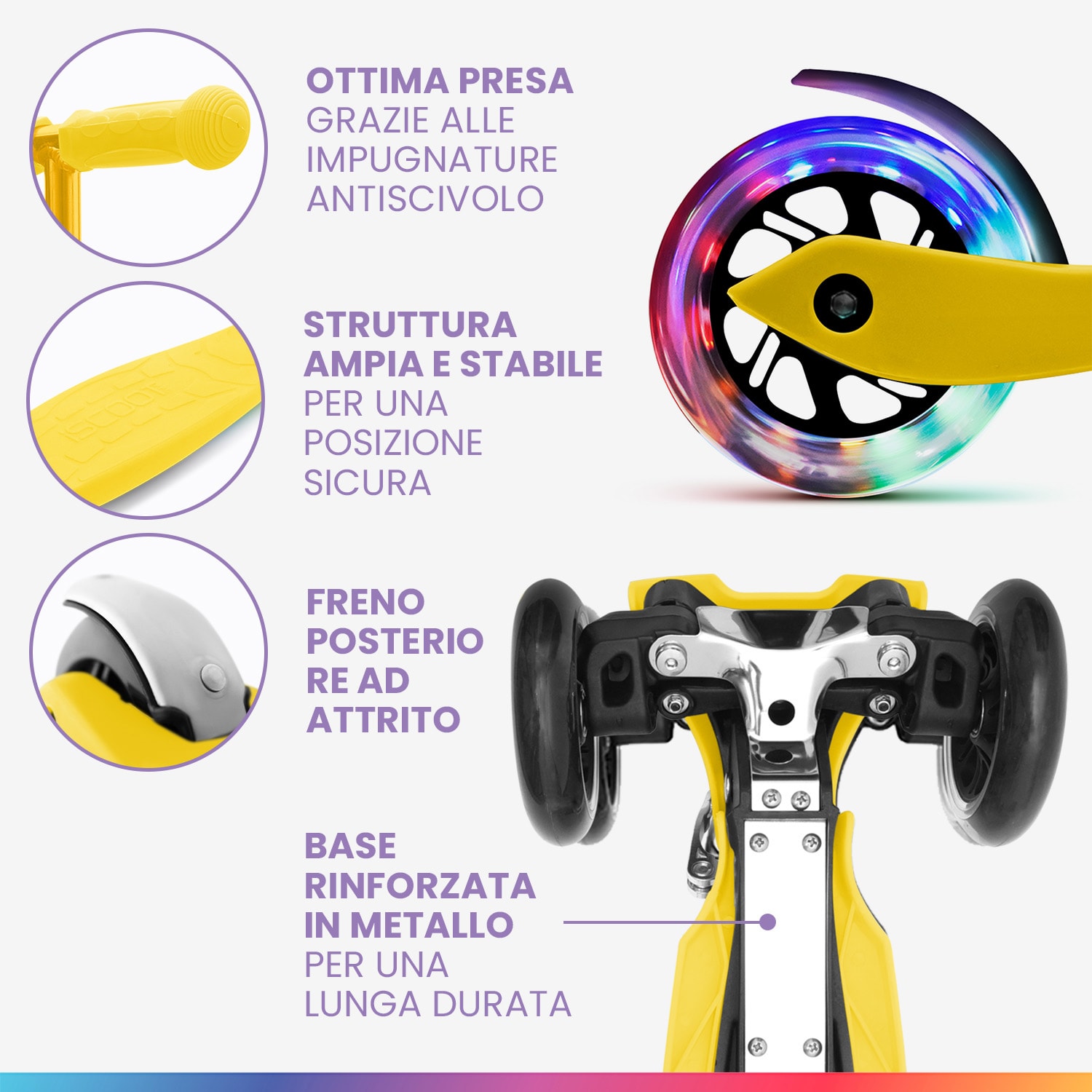 ONE Special Edt. monopattino bambino, 3-6 anni, ruote a LED, fino a 50 kg, pieghevole, regolabile in altezza 