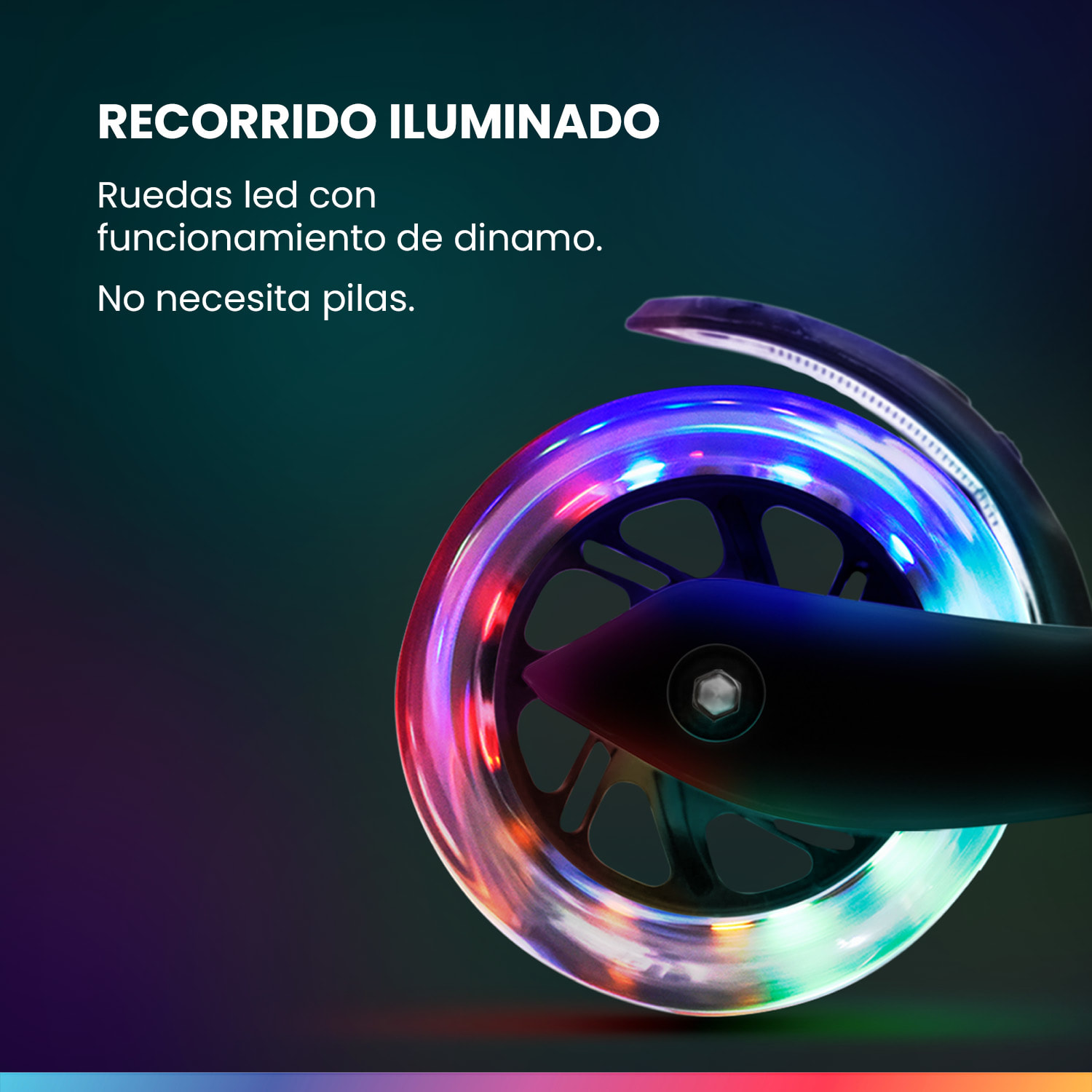 TWO Patinete para niños A partir de 5 años Ruedas led Hasta 80 kg Plegable Altura regulable Negro